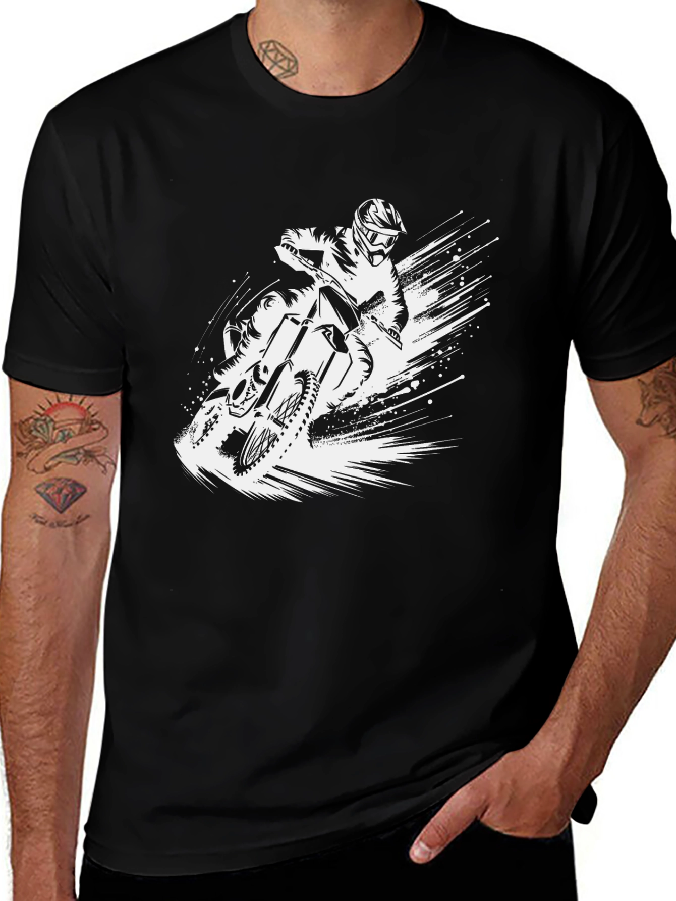 Variant 4 of Motocross Rider Graphic Tee - Black