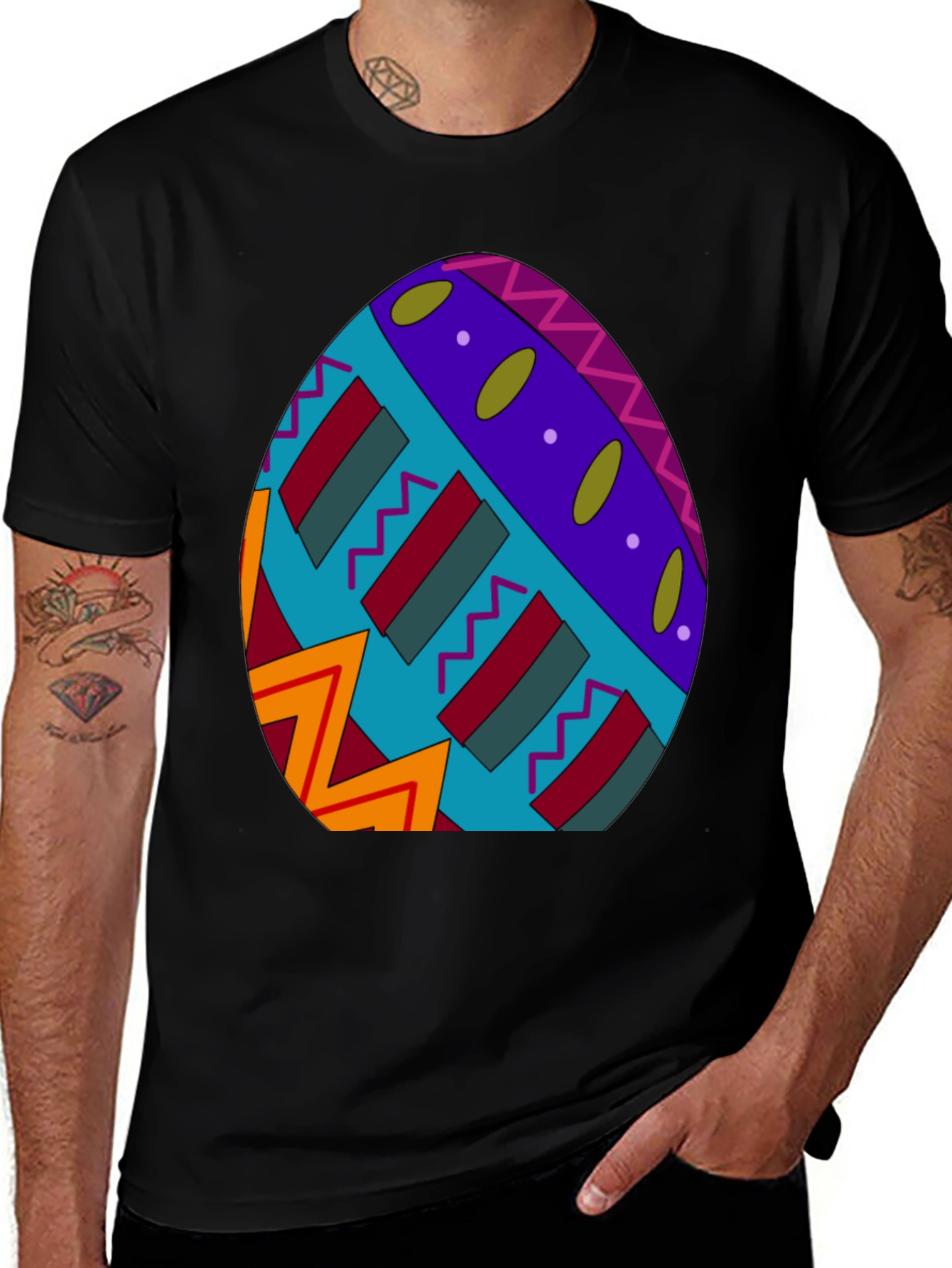 Variant 28 of Festive Easter Egg Graphic Tee - Black