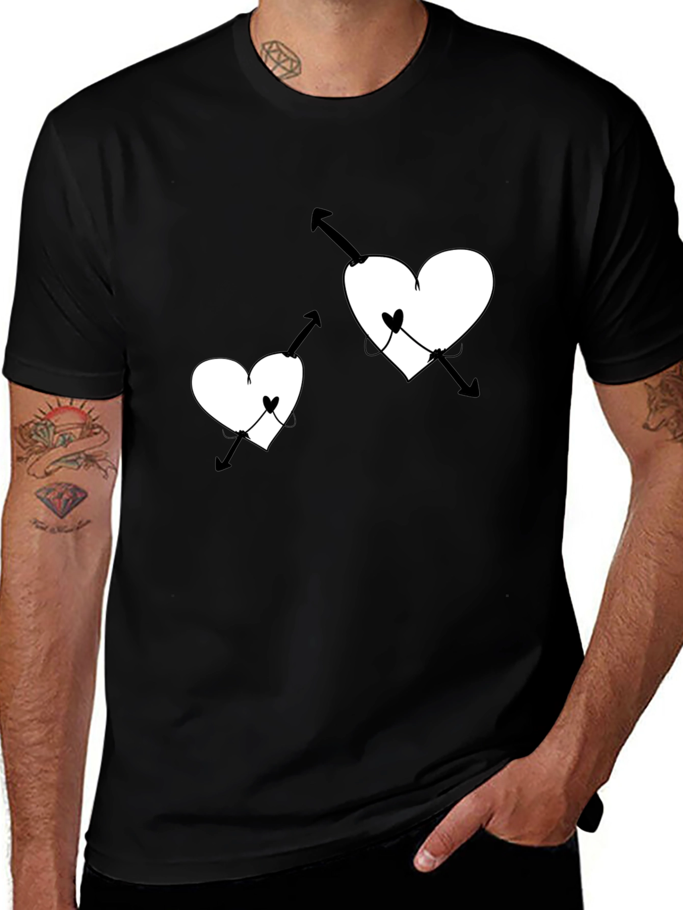 Variant 22 of Heart Arrow Graphic Black T-Shirt