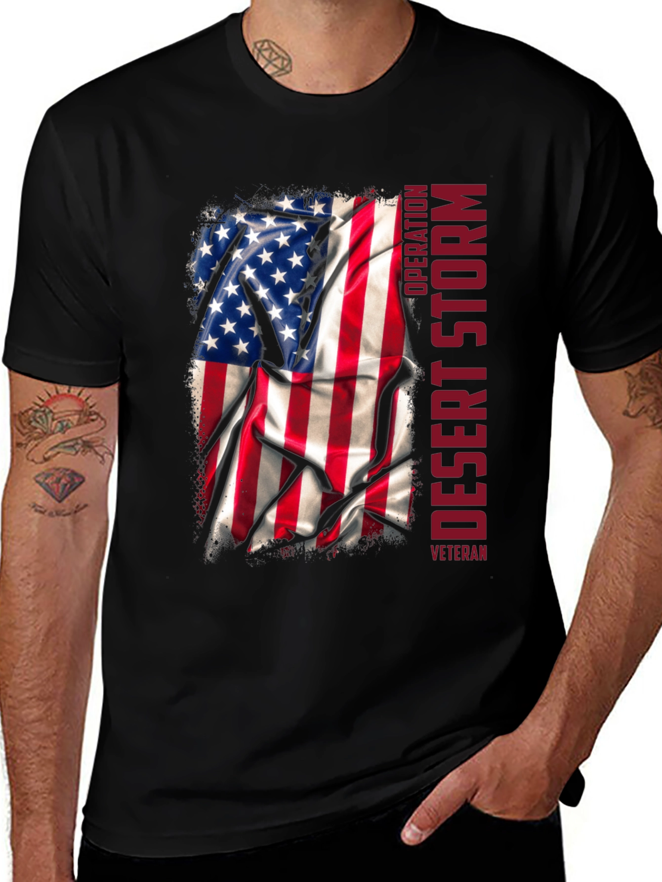 Desert Storm Veteran T-Shirt - Patriotic Flag Design