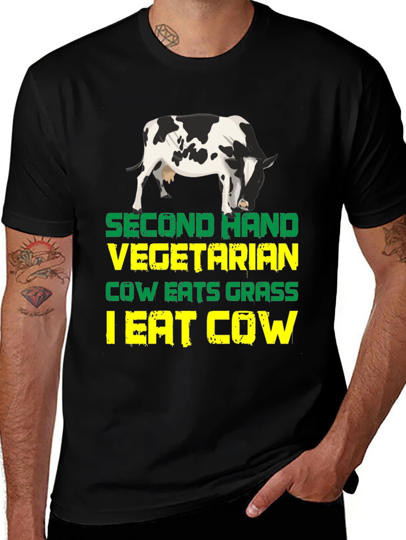 Variant 3 of Second Hand Vegetarian Cow Graphic Tee