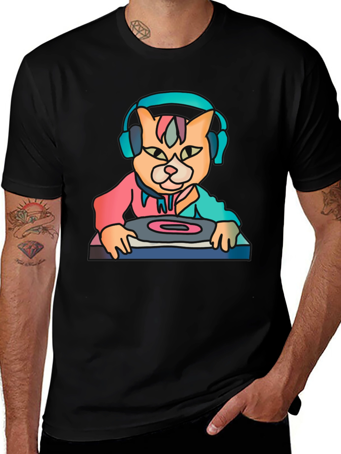 Variant 11 of DJ Cat T-Shirt - Cool Music Lover Tee