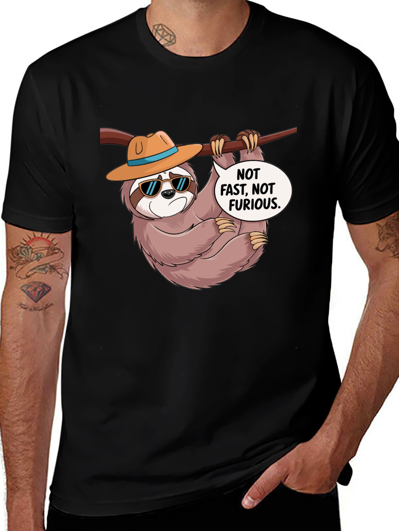 Variant 10 of Funny Sloth T-Shirt: Not Fast, Not Furious Graphic Tee