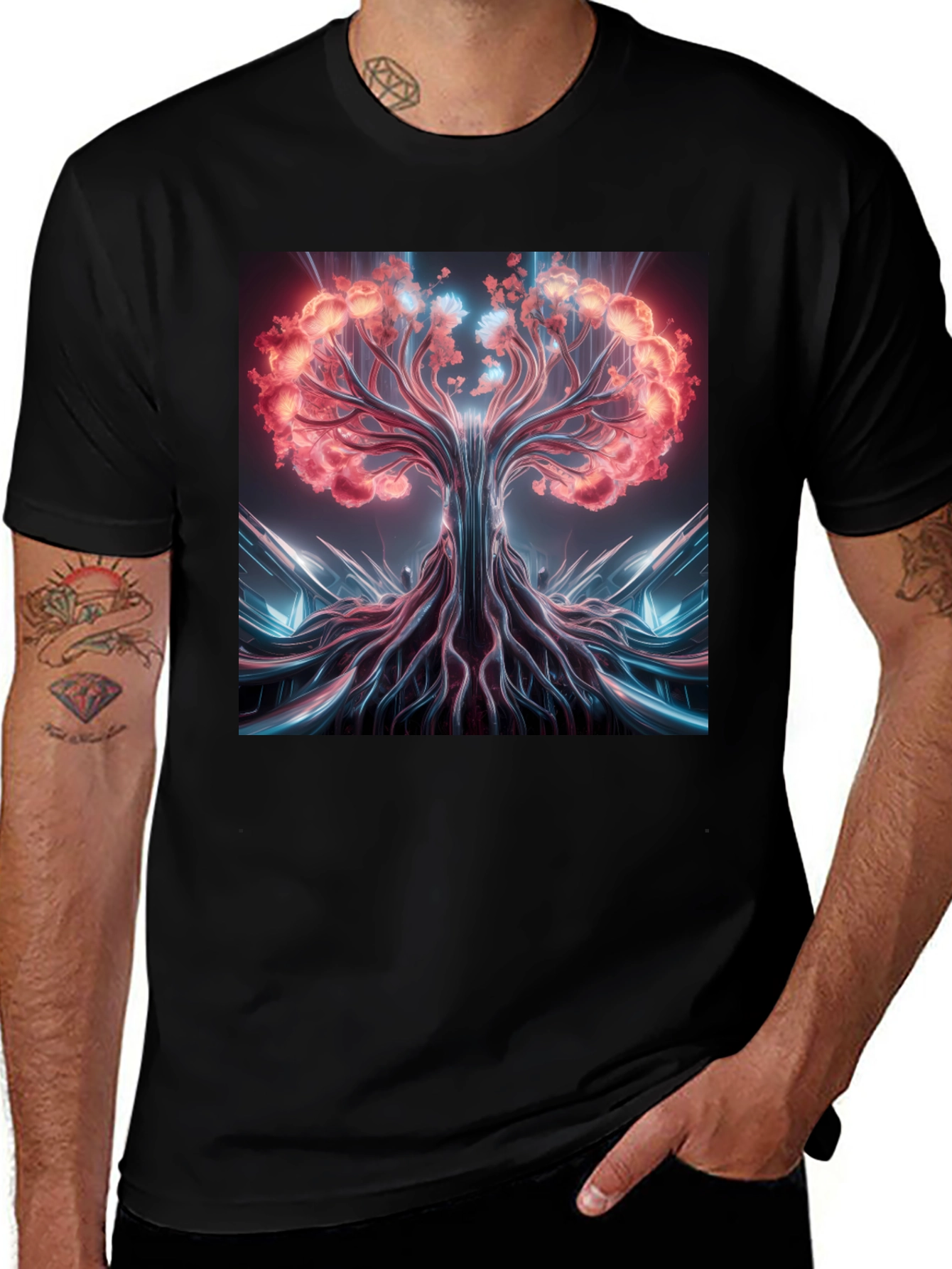 Variant 22 of Neon Tree Graphic Black T-Shirt