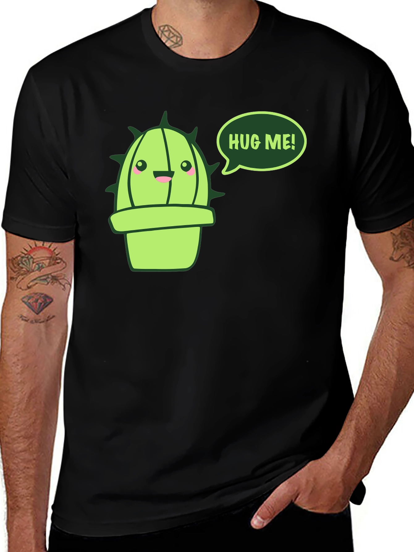 Variant 29 of Cute Cactus Hug Me! Black T-Shirt