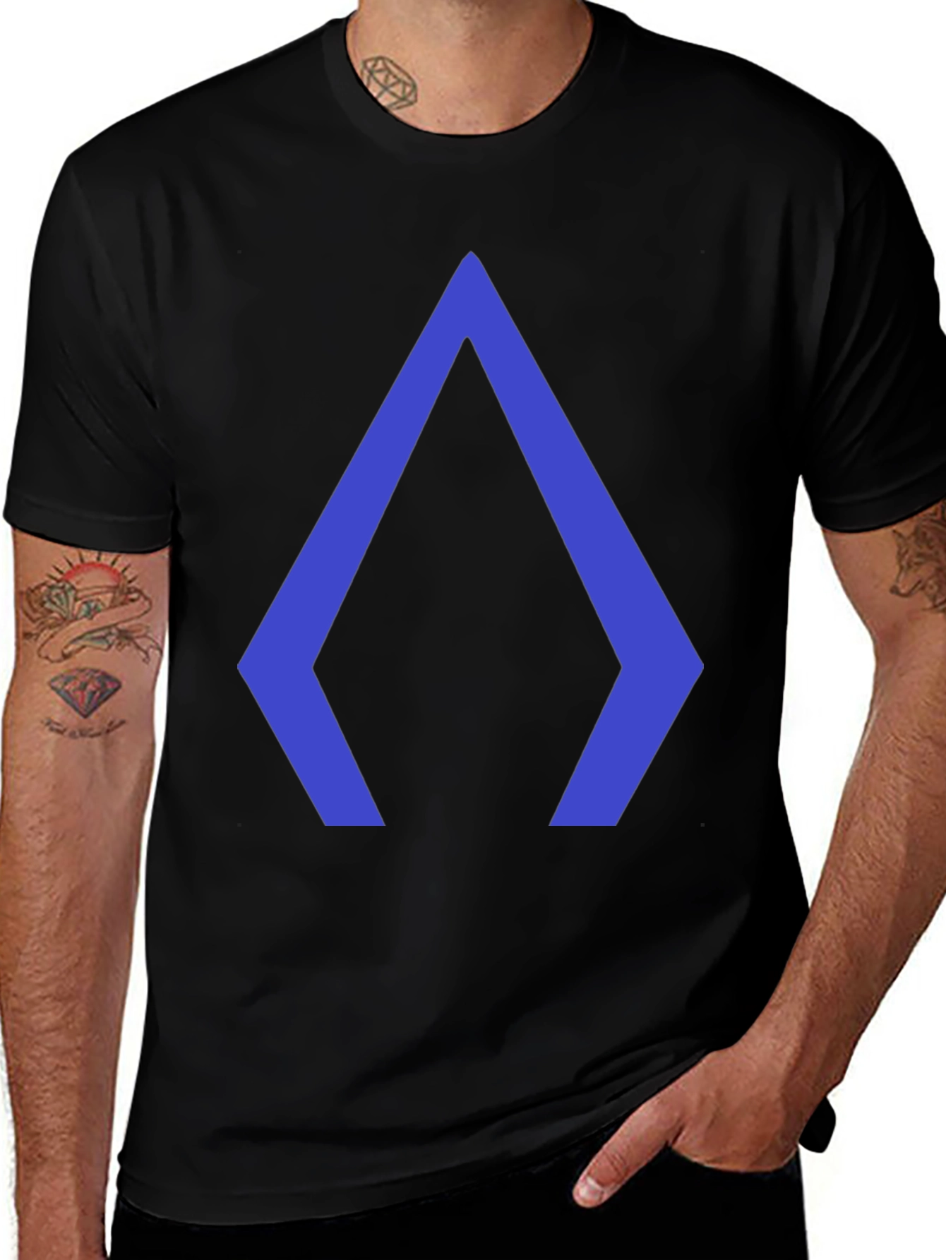 Variant 9 of Modern Graphic Tee - Geometric Blue Arrow Design