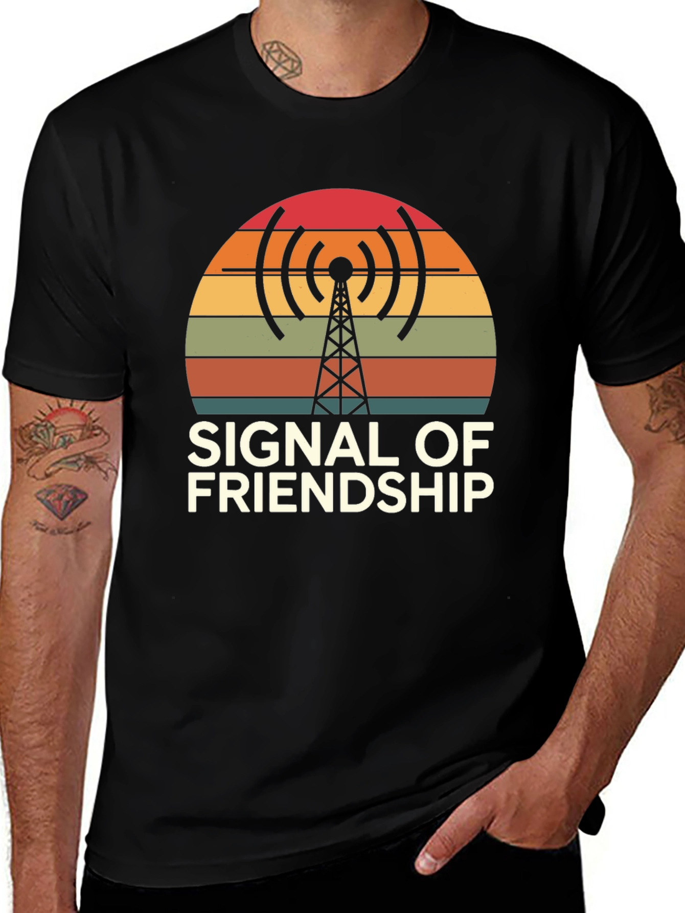 Signal of Friendship Graphic T-Shirt - Retro Design