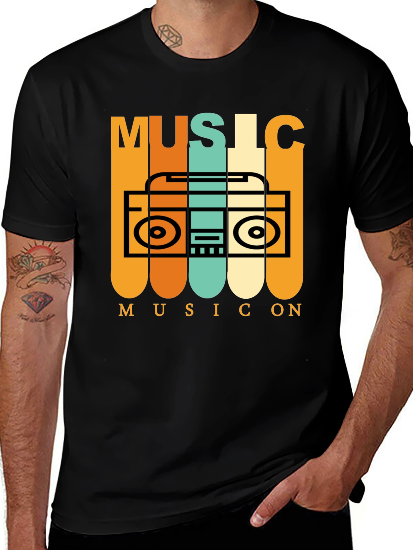 Variant 13 of Retro Music On Graphic Tee - Vintage Style