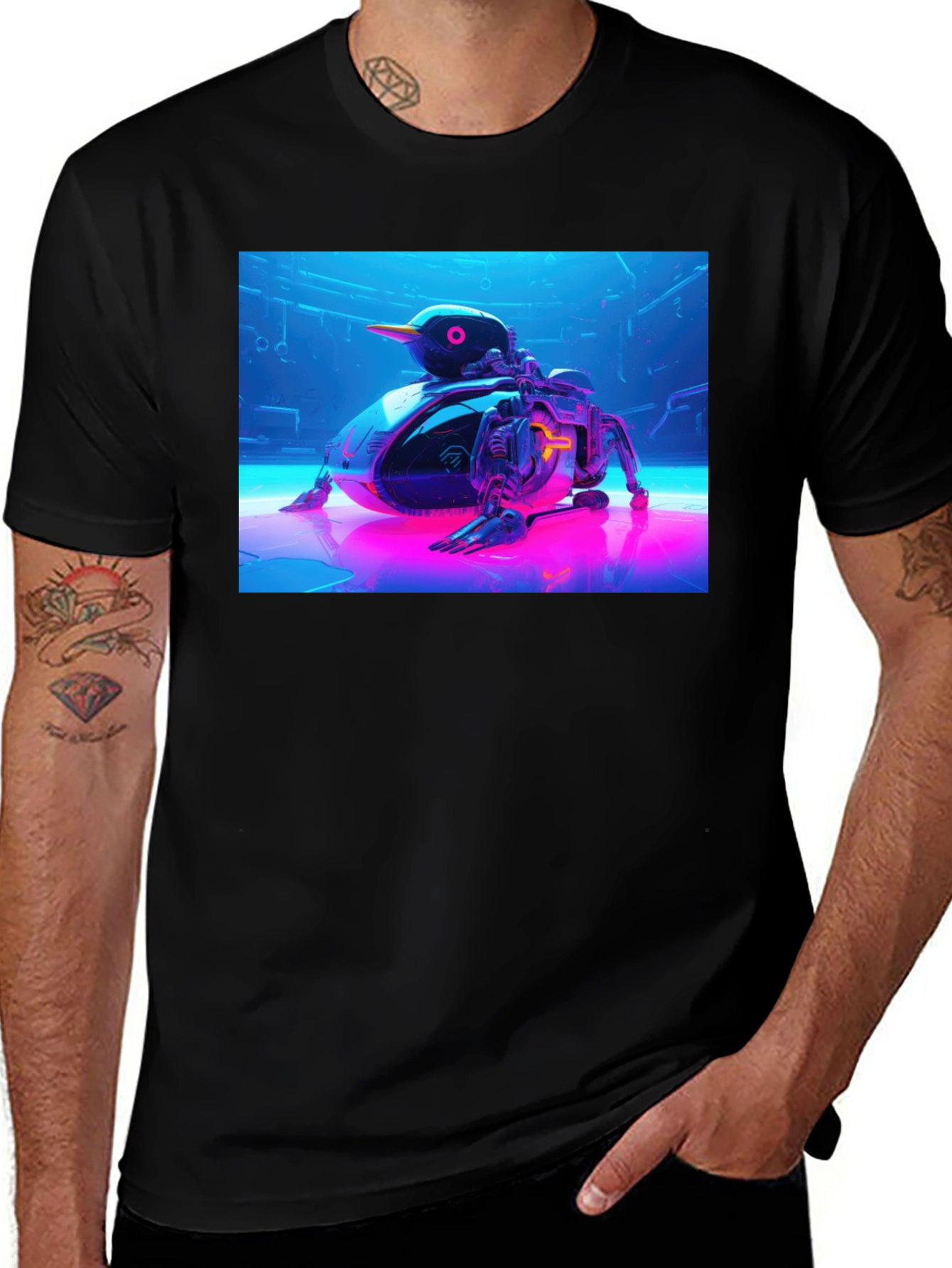 Variant 6 of Cyberpunk Duck T-Shirt - Futuristic Design