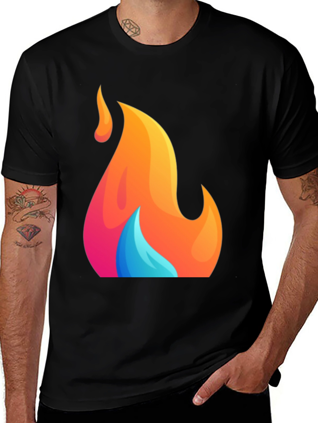 Variant 7 of Bold Flame Graphic Black T-Shirt