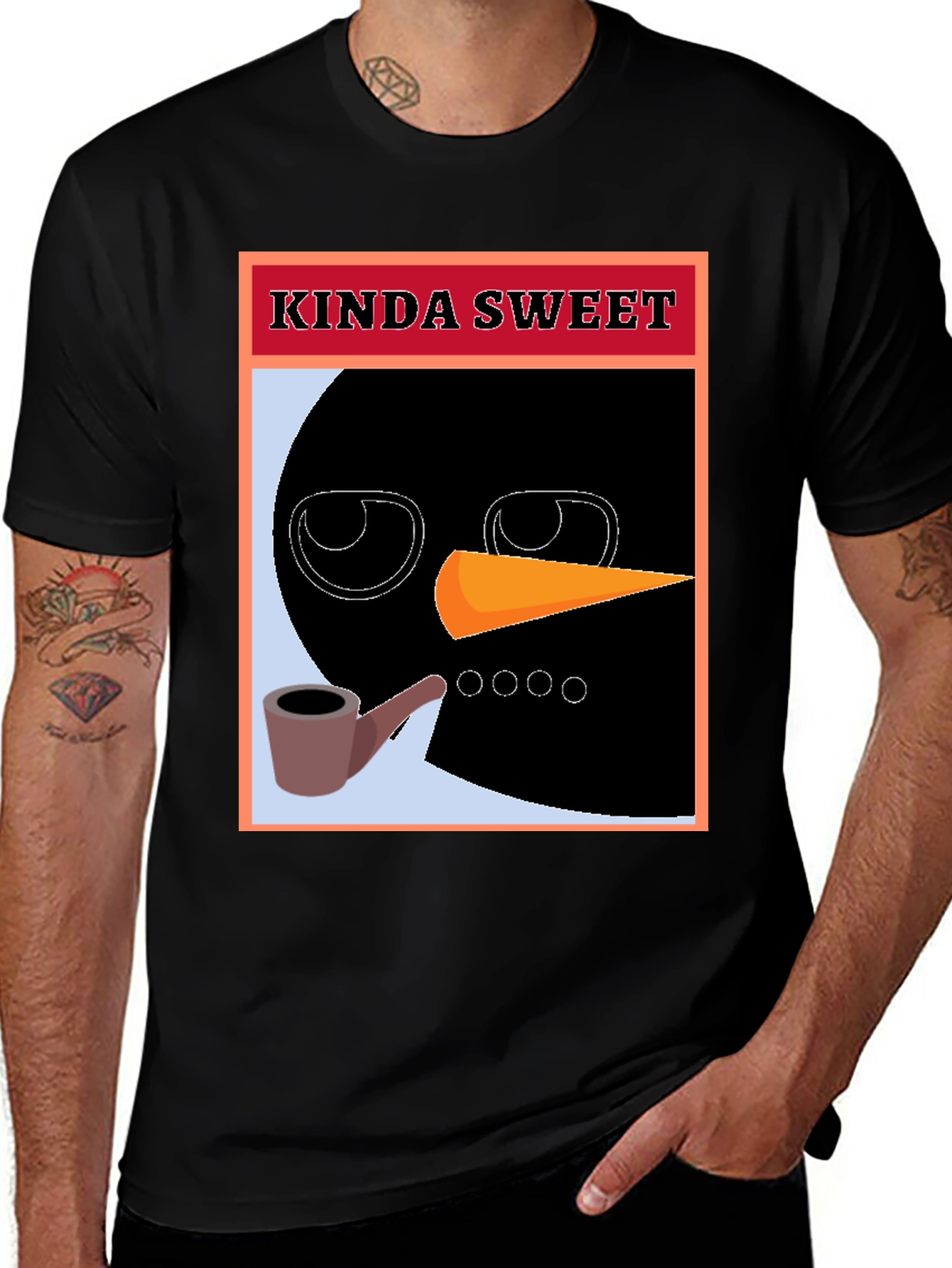 Variant 25 of Kinda Sweet Snowman T-Shirt - Black