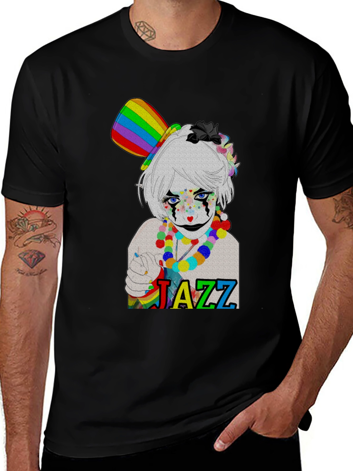 Variant 4 of Jazz Clown Graphic Tee - Black Cotton T-Shirt
