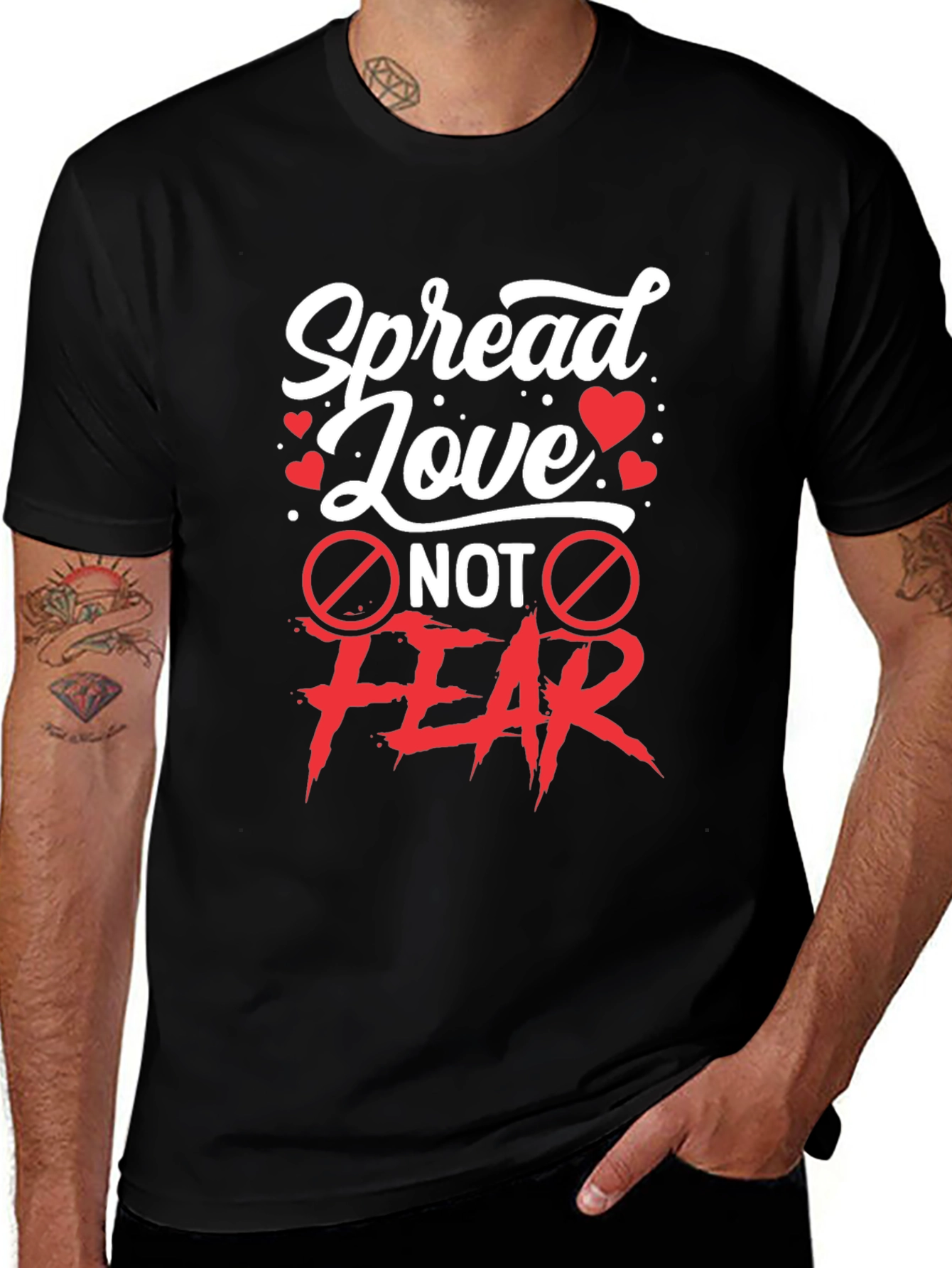 Black Spread Love Not Fear Graphic T-Shirt main image