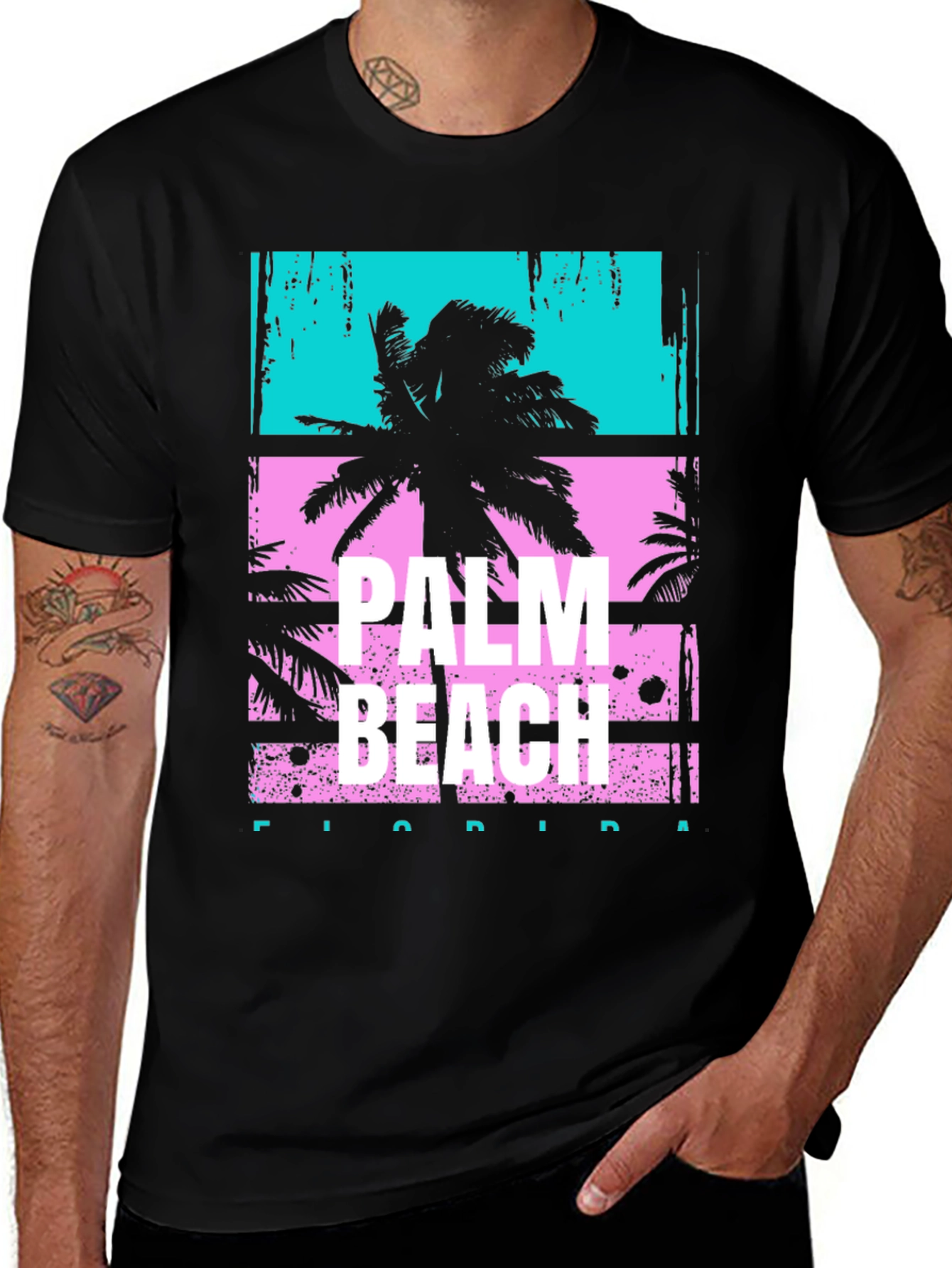 Variant 19 of Palm Beach Florida Graphic T-Shirt - Black