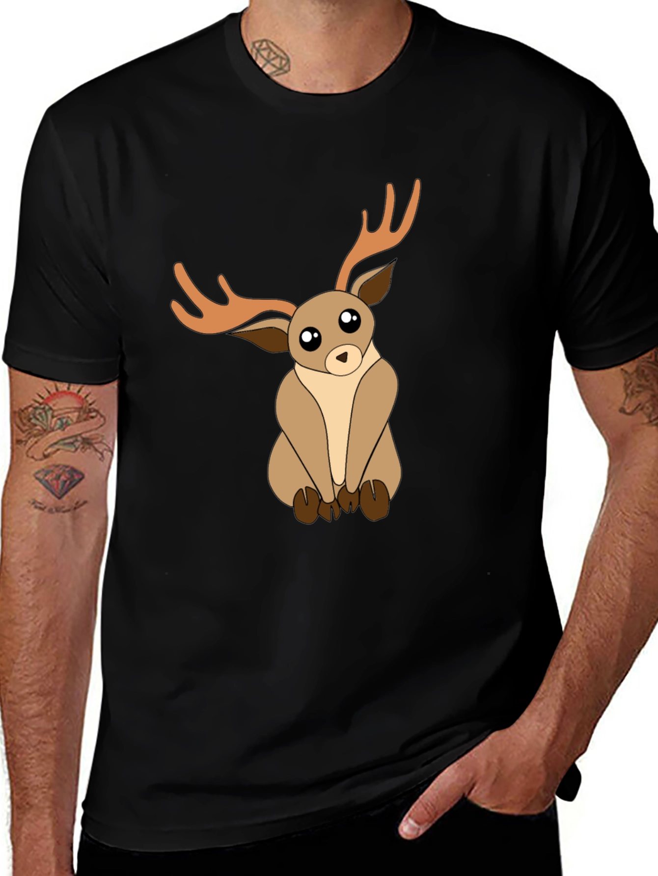 Variant 22 of Cute Deer Graphic Tee - Black Unisex T-Shirt