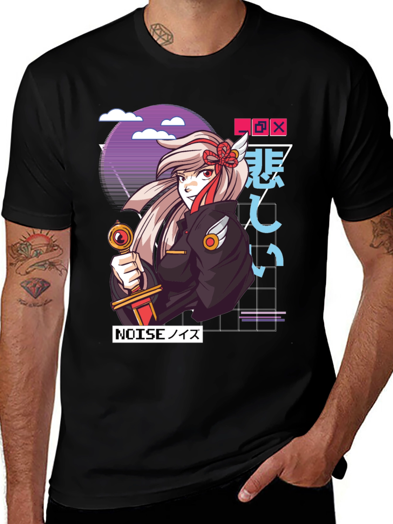 Variant 30 of Anime Girl Graphic T-Shirt - Black