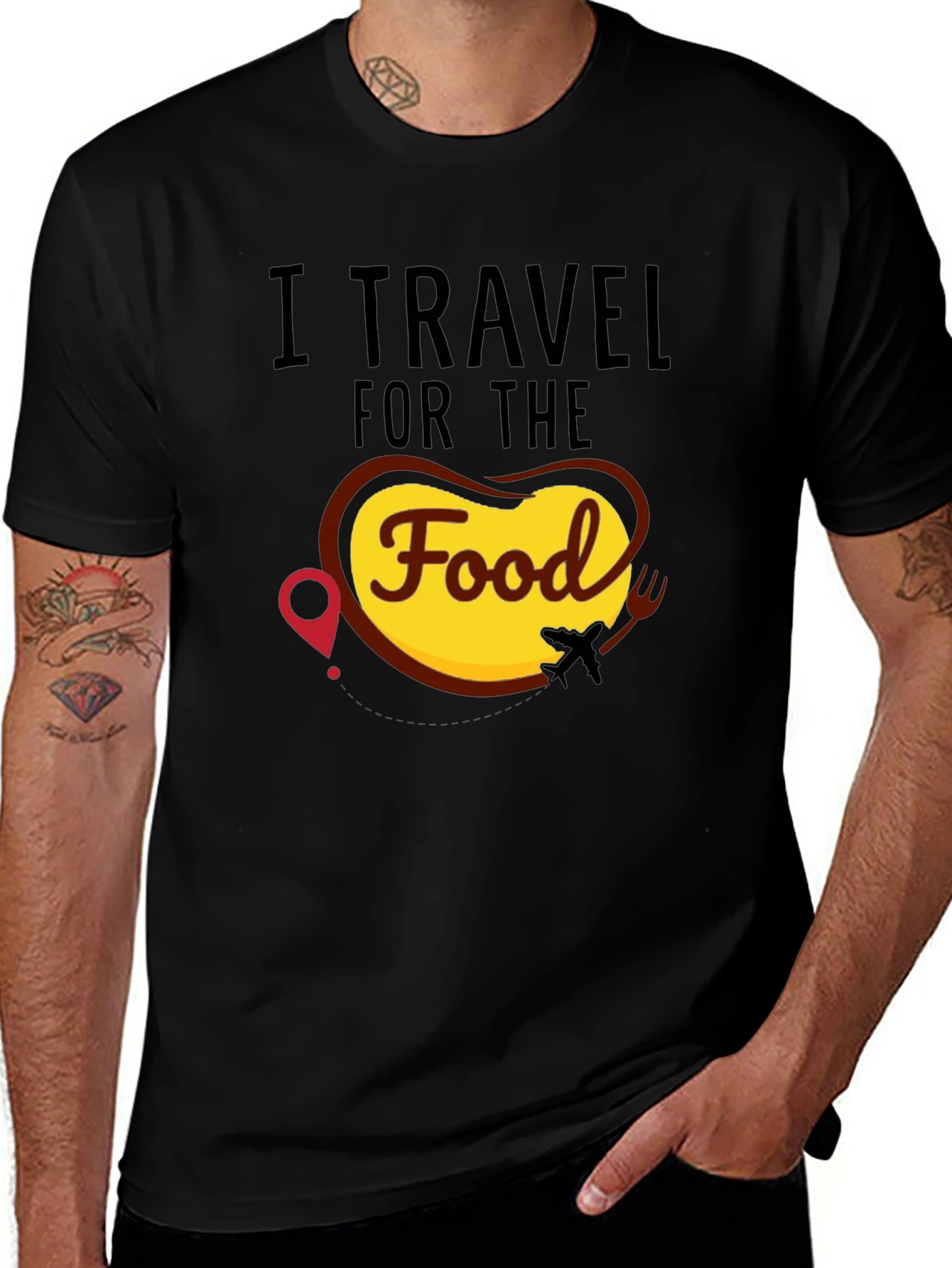 Variant 22 of I Travel for the Food Black T-Shirt