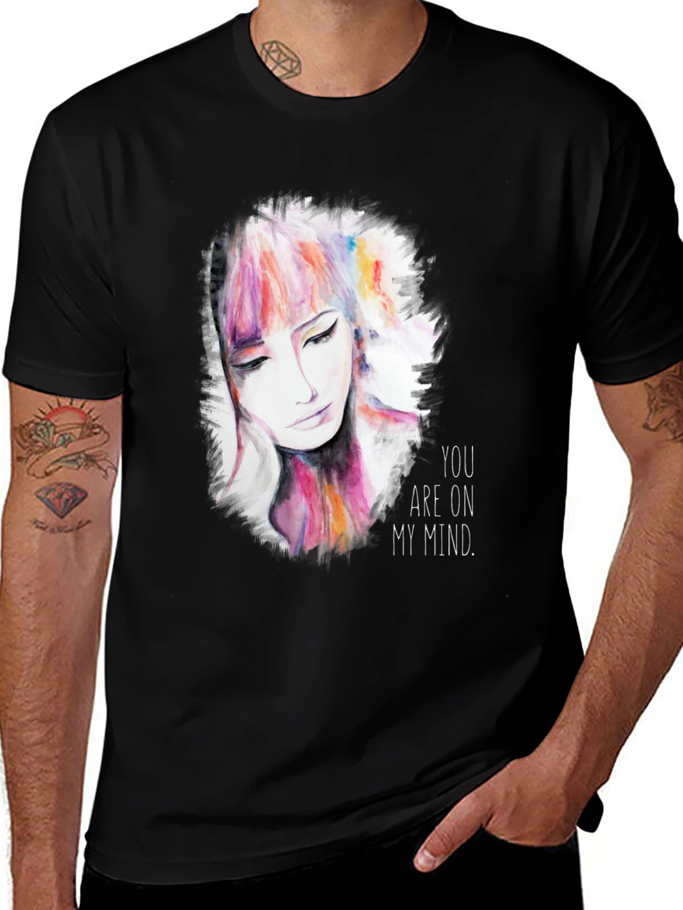 Variant 17 of Watercolor Woman T-Shirt - "You are on my mind"