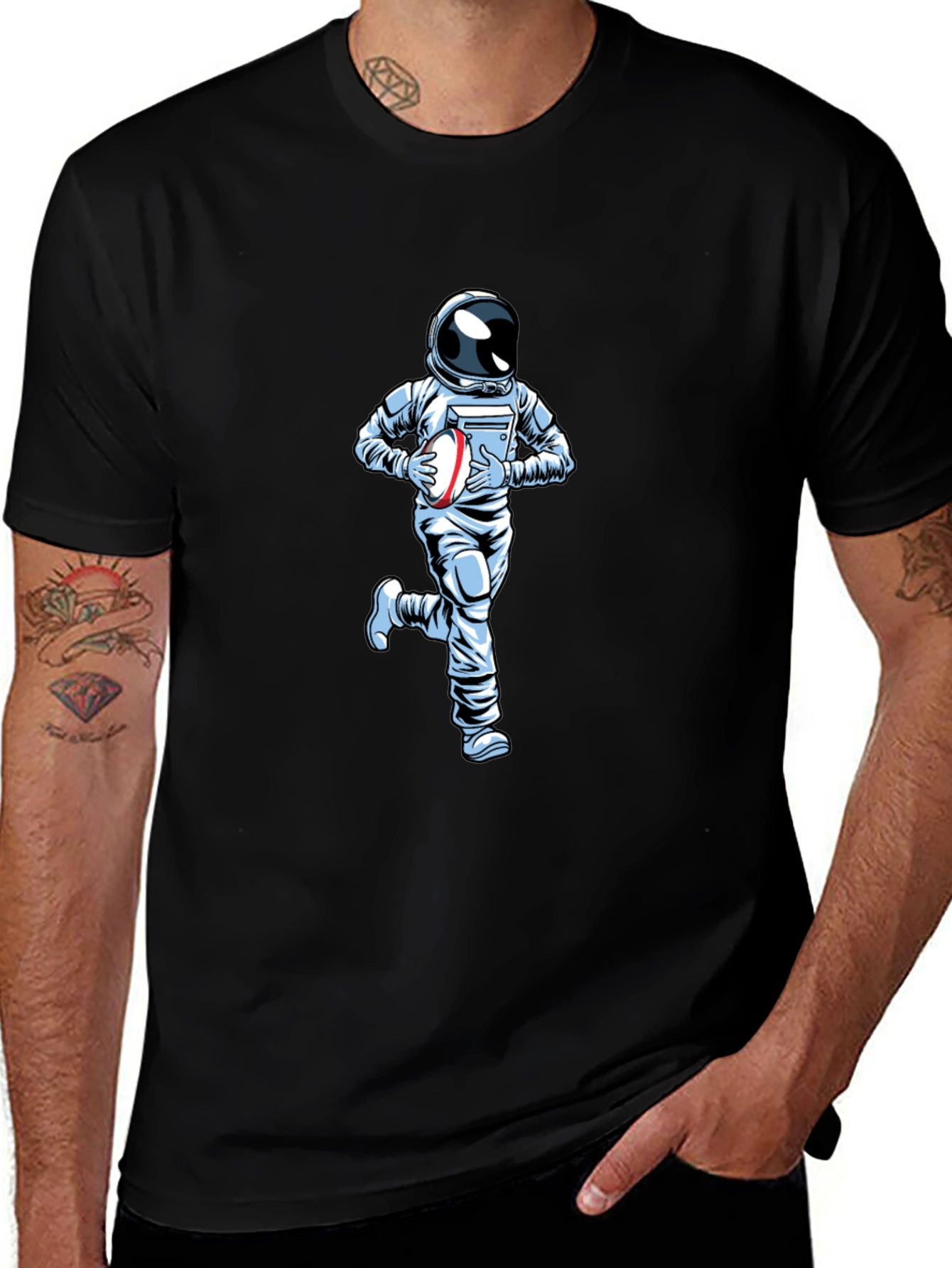 Astronaut Rugby T-Shirt - Black Cotton Tee