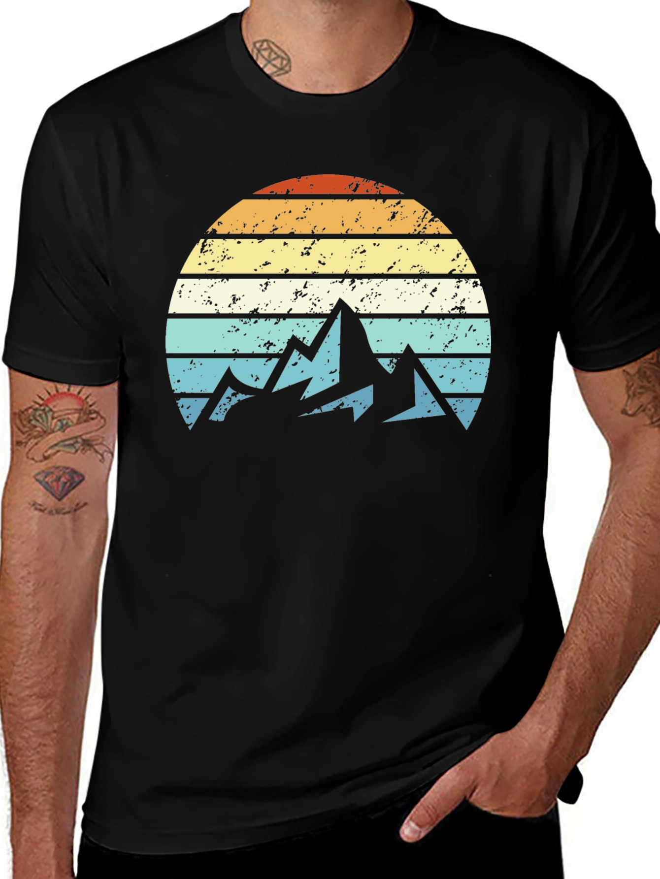 Variant 27 of Retro Mountain Sunset Graphic T-Shirt