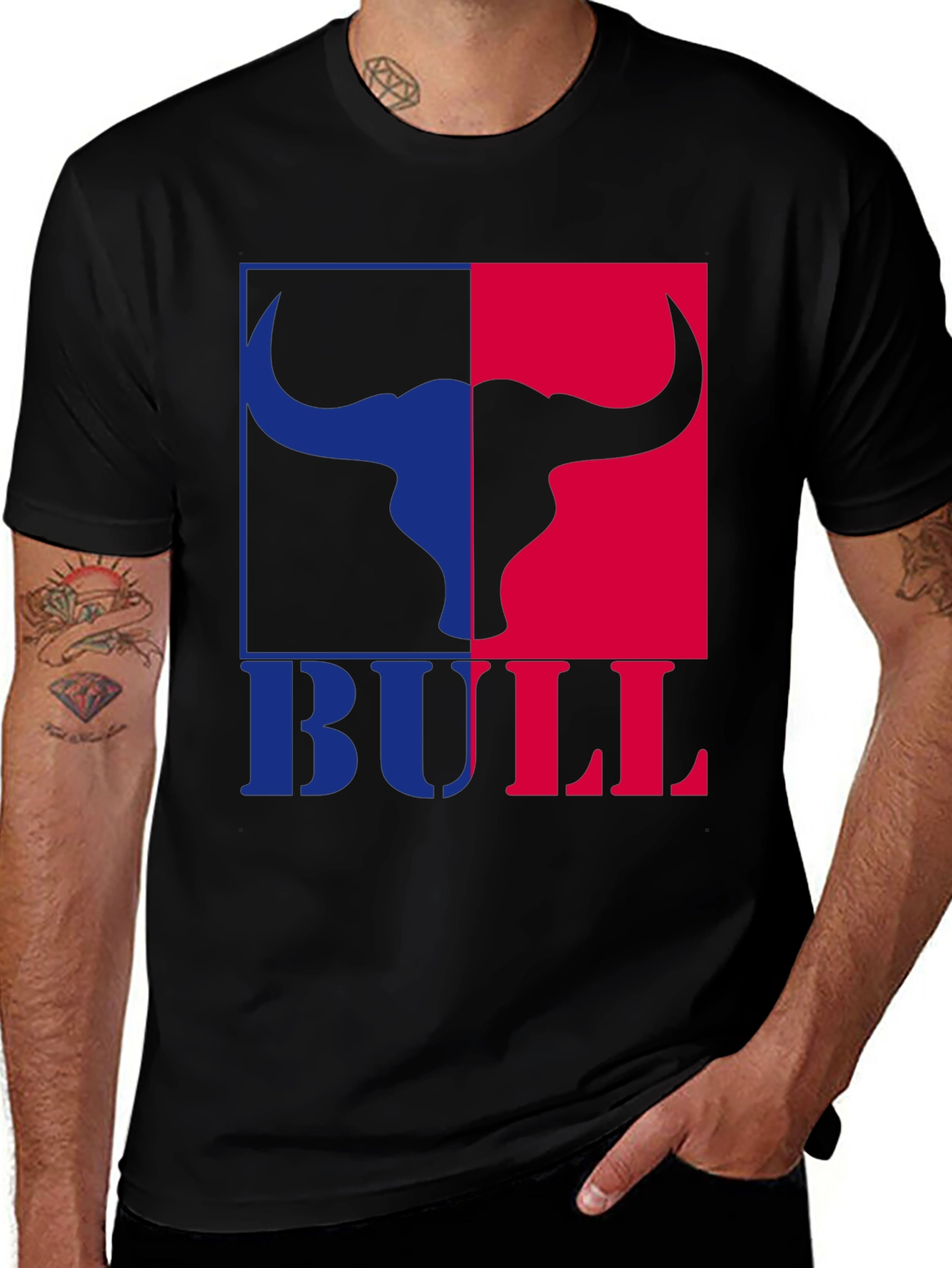 Variant 3 of Bull Graphic Tee - Black Cotton Blend