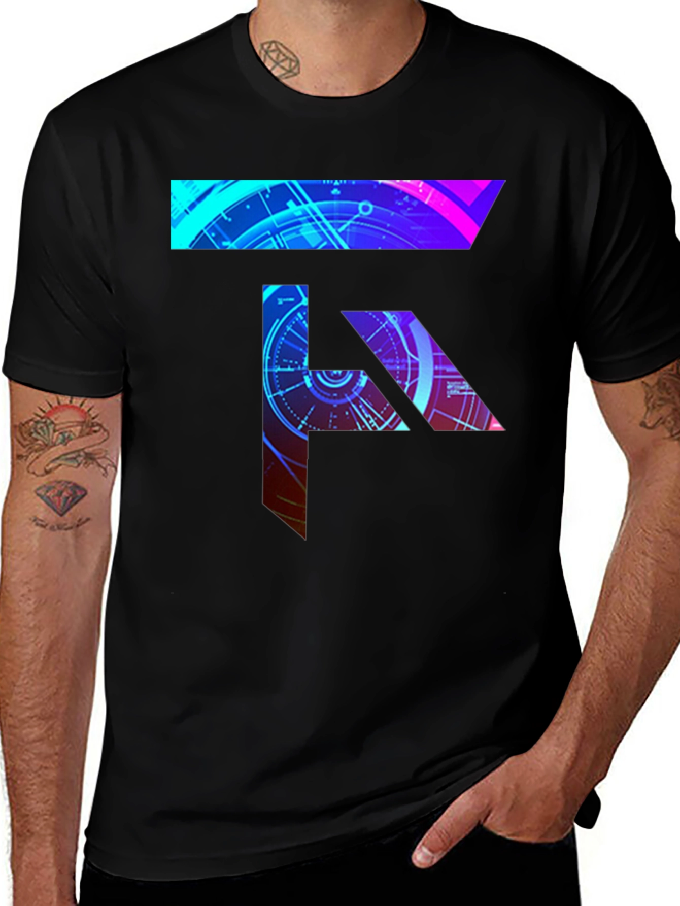 Variant 22 of Cyberpunk Graphic Print Black T-Shirt