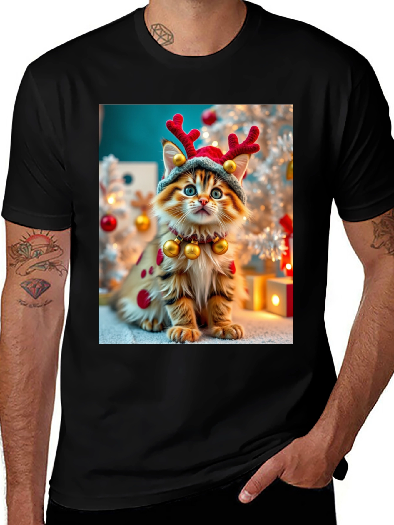 Variant 7 of Festive Kitten Christmas T-Shirt