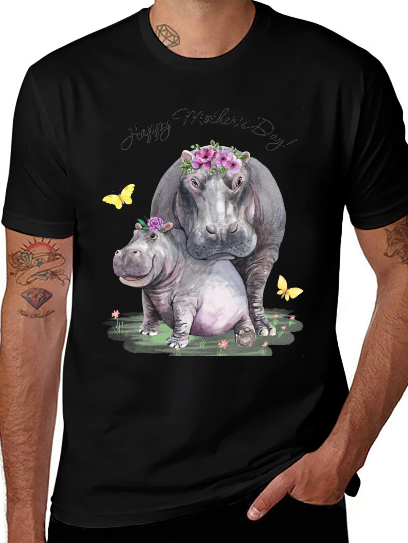 Variant 10 of Hippos "Happy Mother's Day" Graphic T-Shirt