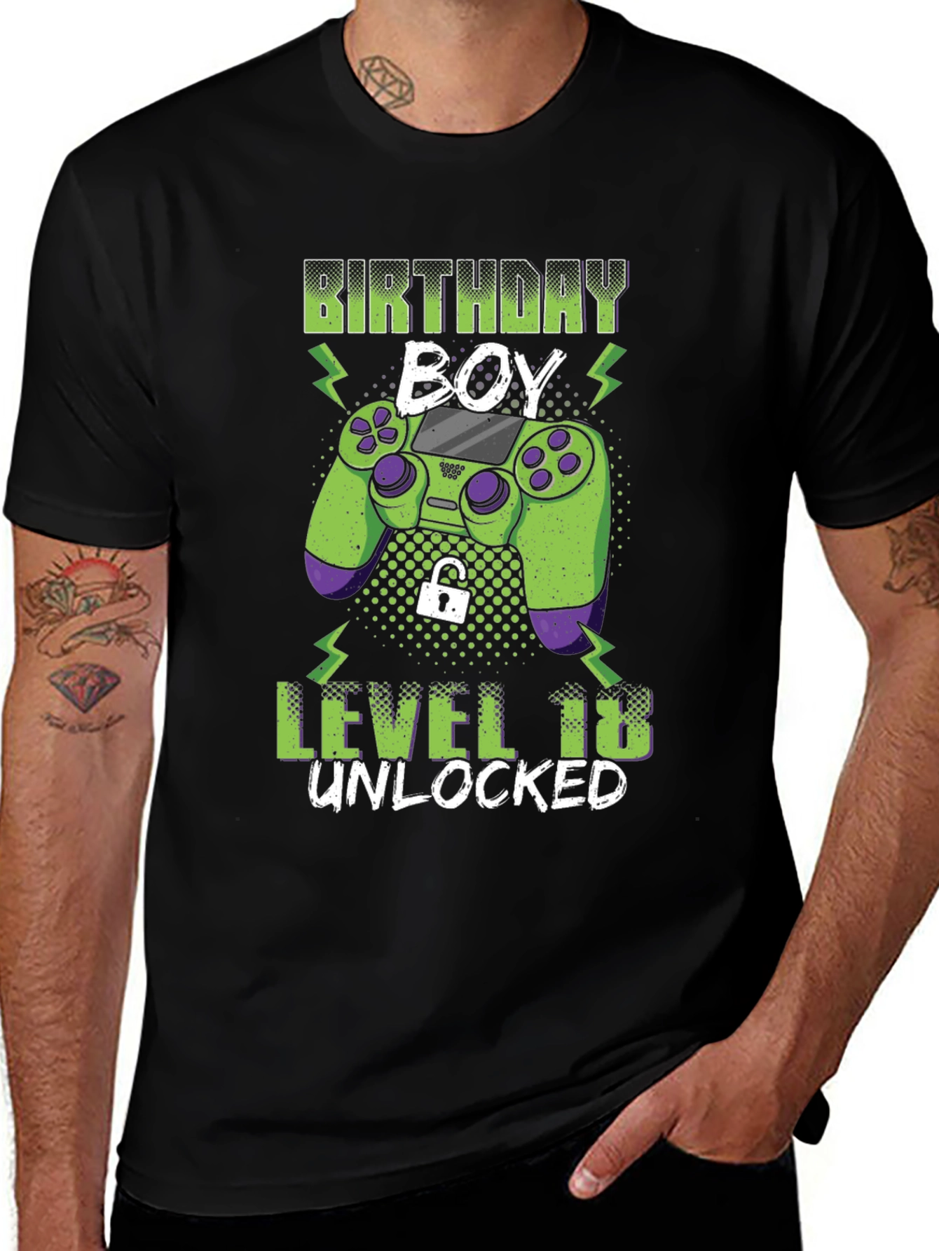 Variant 6 of Birthday Boy Level 18 Unlocked Gaming T-Shirt