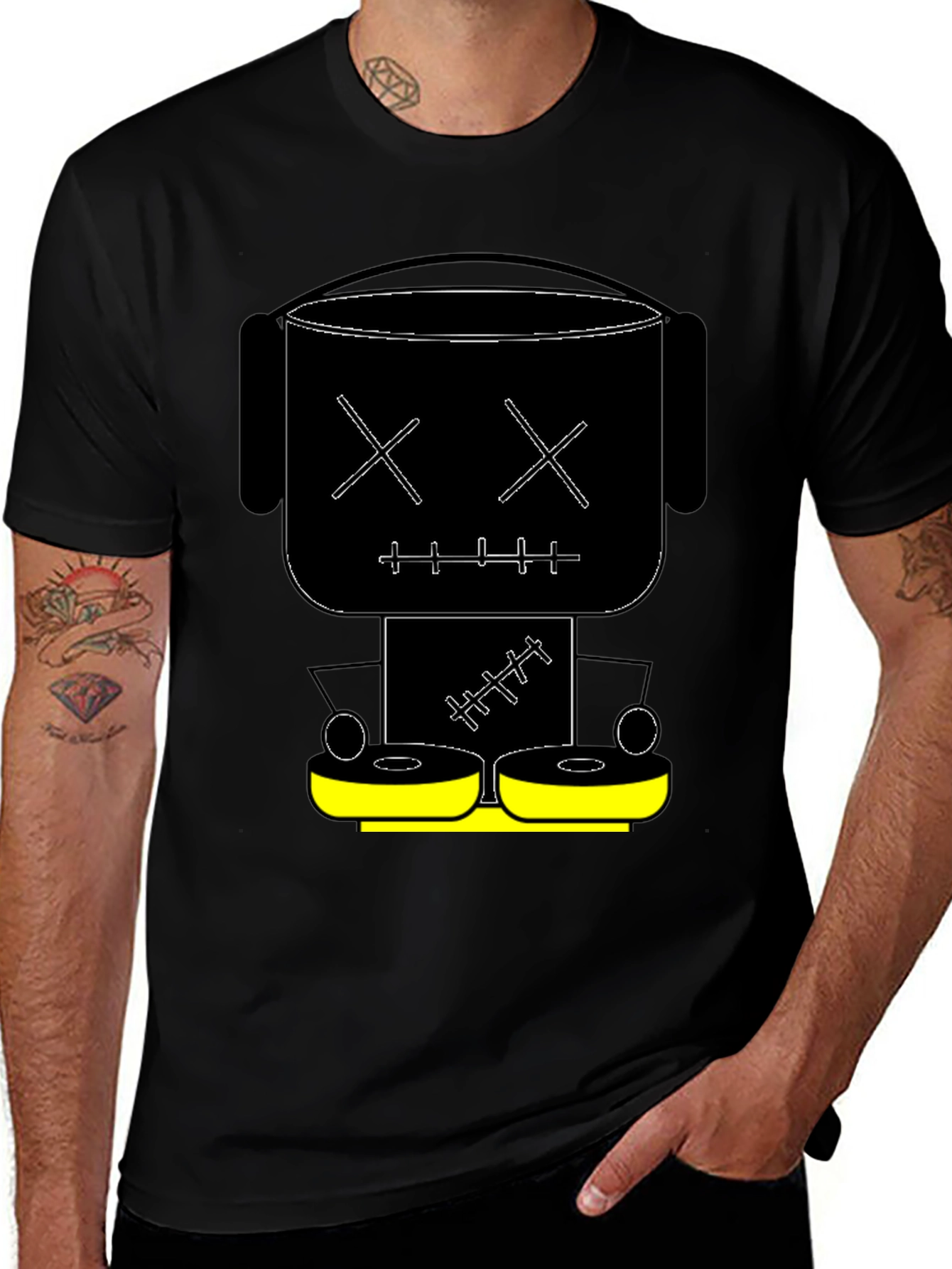 Variant 14 of Cool Robot Graphic Tee - Black Cotton Blend