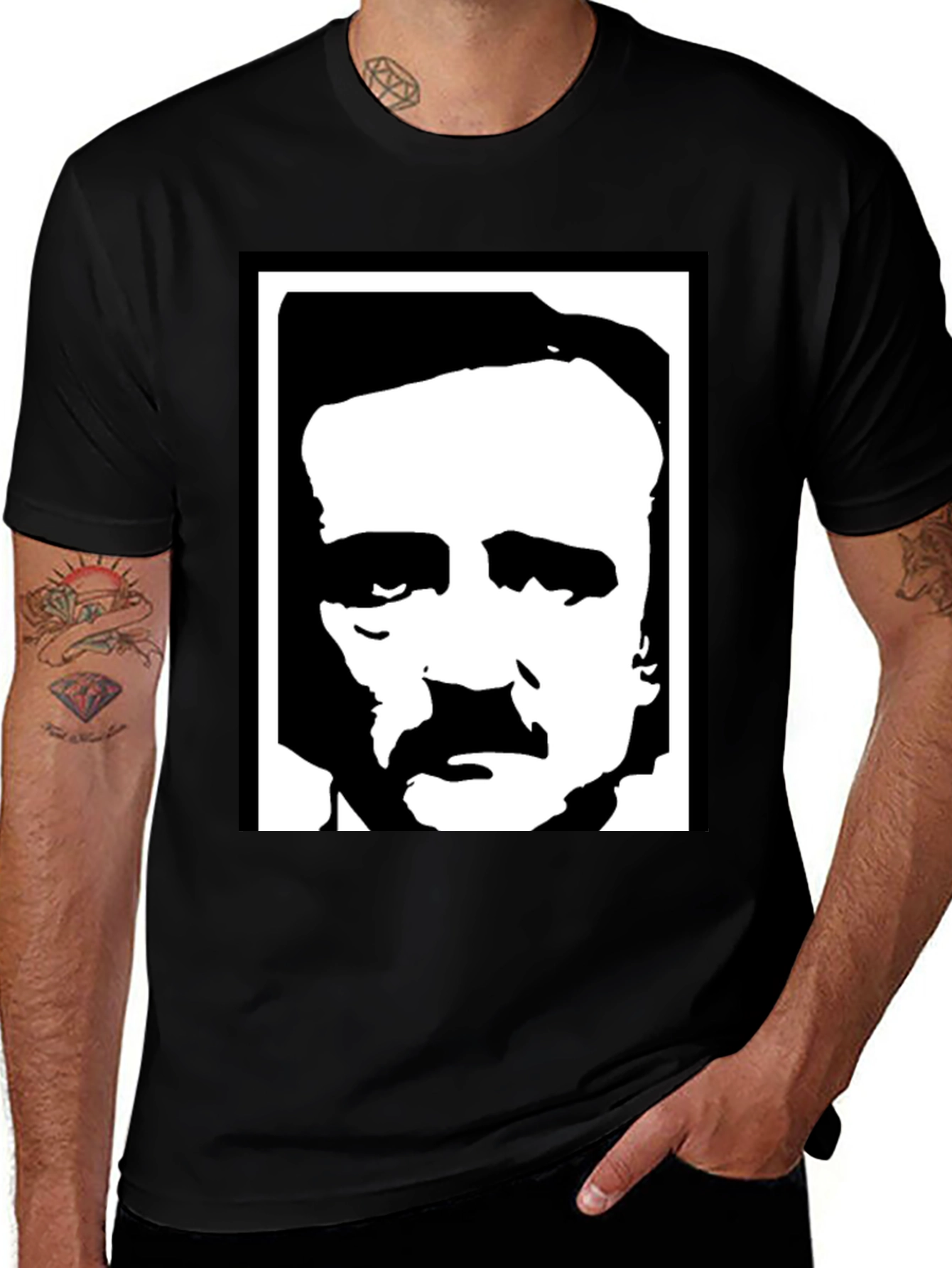Variant 19 of Edgar Allan Poe Portrait Graphic T-Shirt - Black