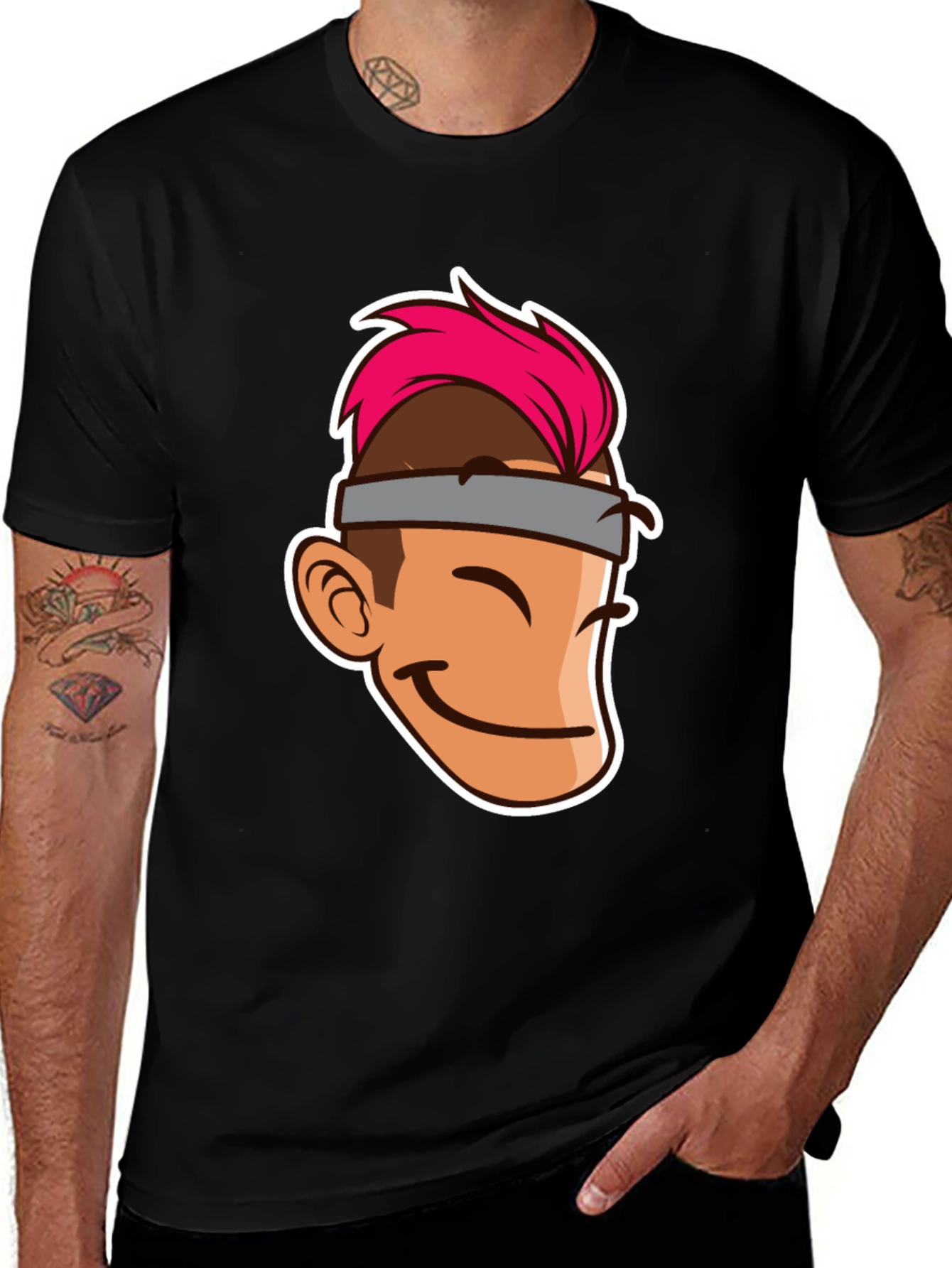 Black Cartoon Character Graphic Tee - Black T-Shirt main image