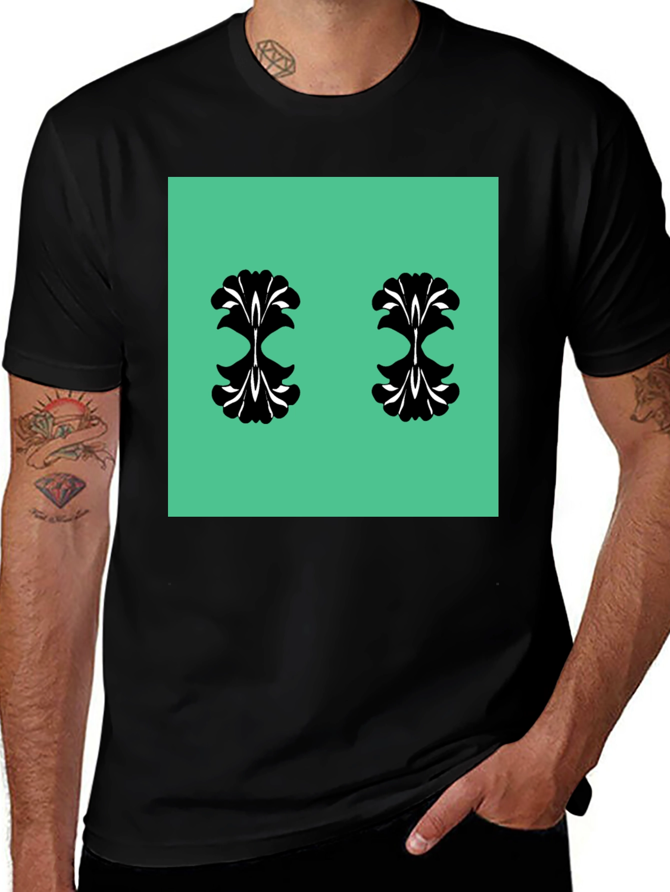Variant 7 of Unique Pattern Black T-Shirt