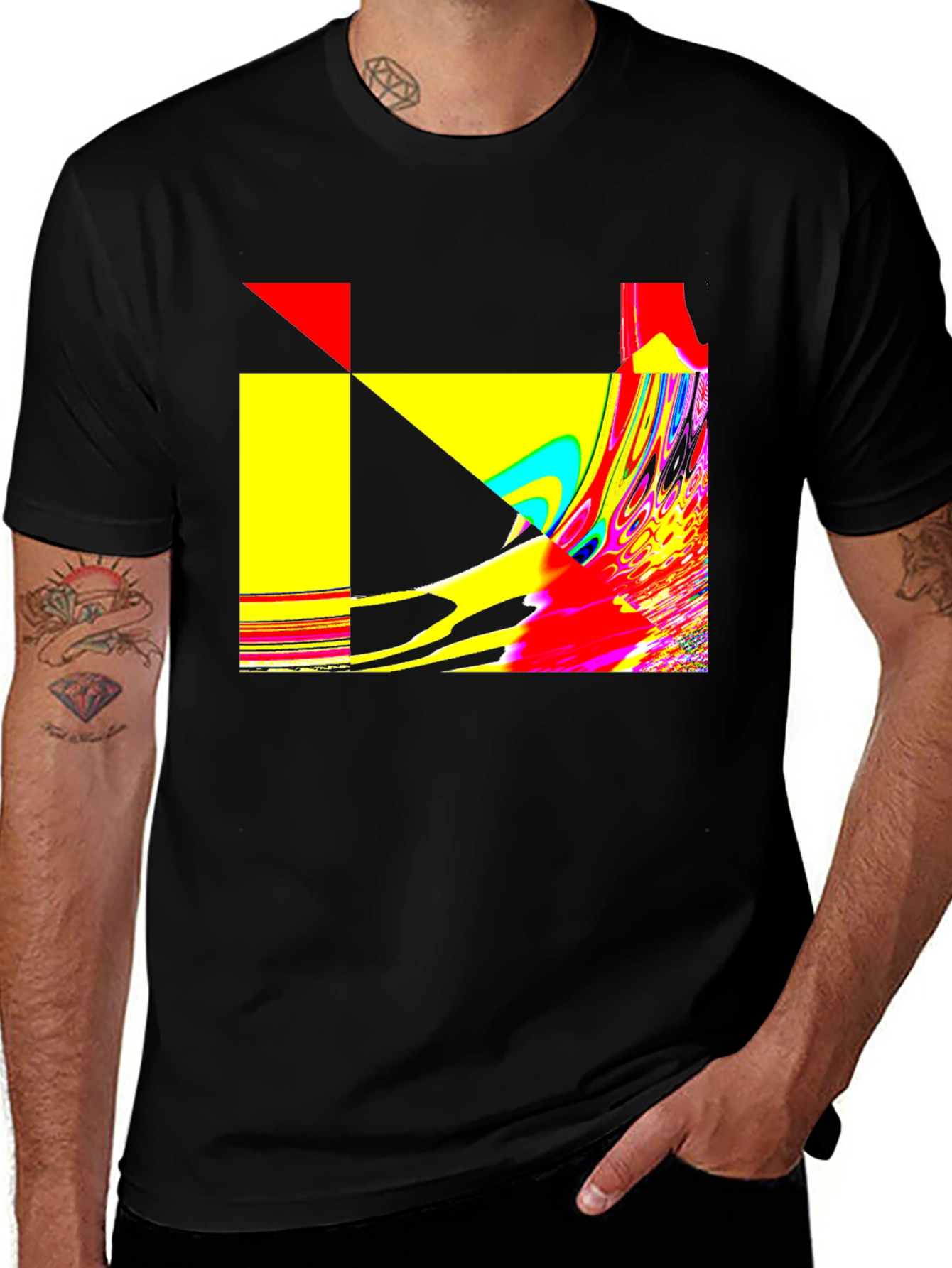 Variant 3 of Abstract Geometric Graphic Print Black T-Shirt