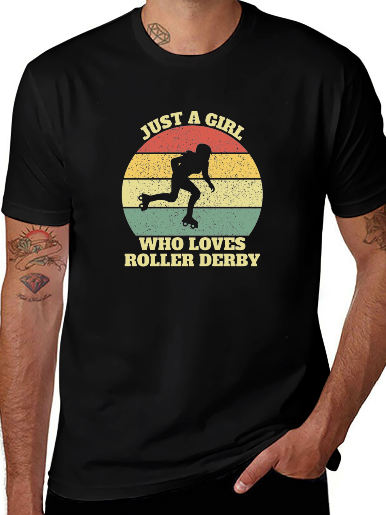 Variant 7 of Roller Derby Girl T-Shirt Vintage Sunset Design