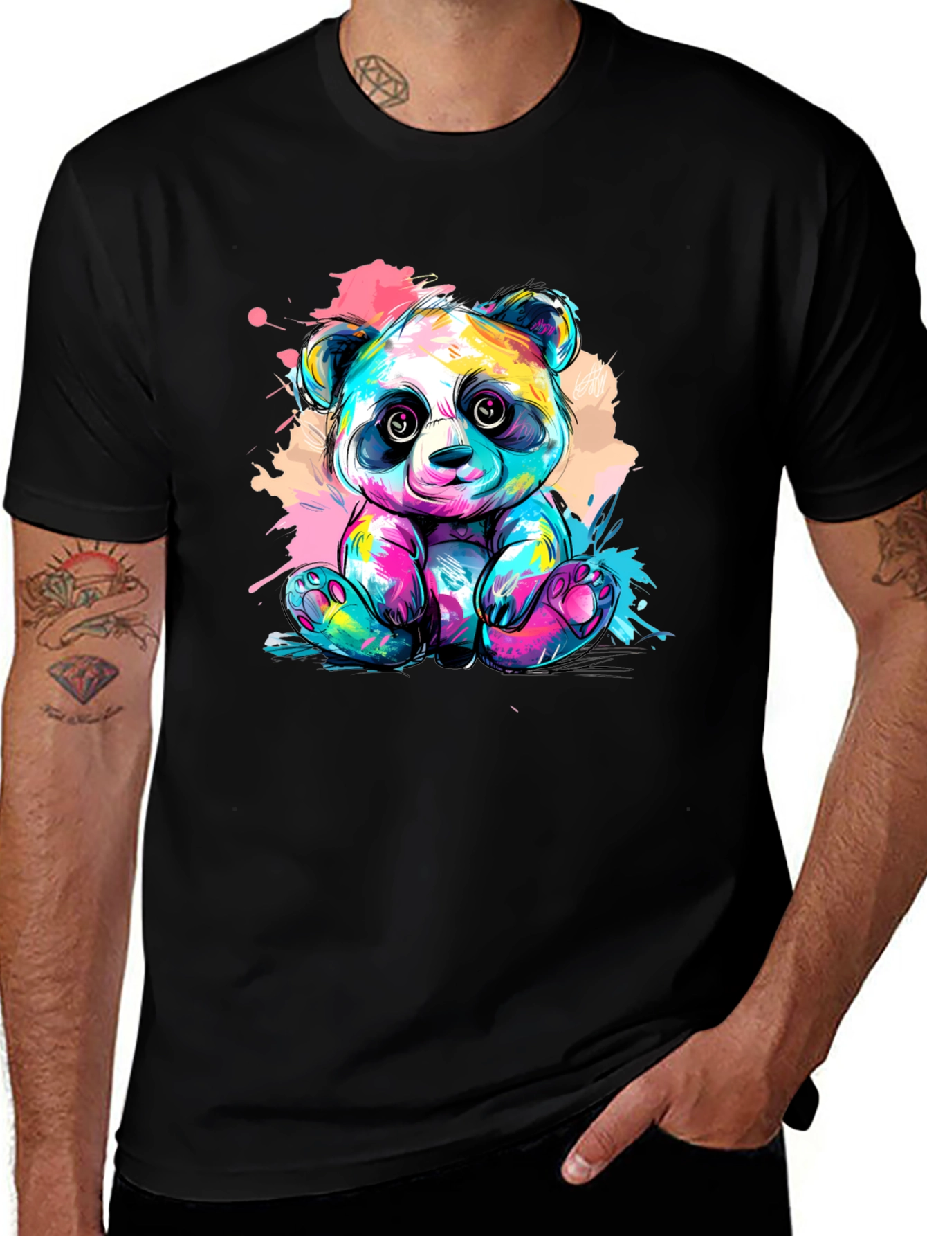Variant 6 of Colorful Panda Bear Graphic Tee