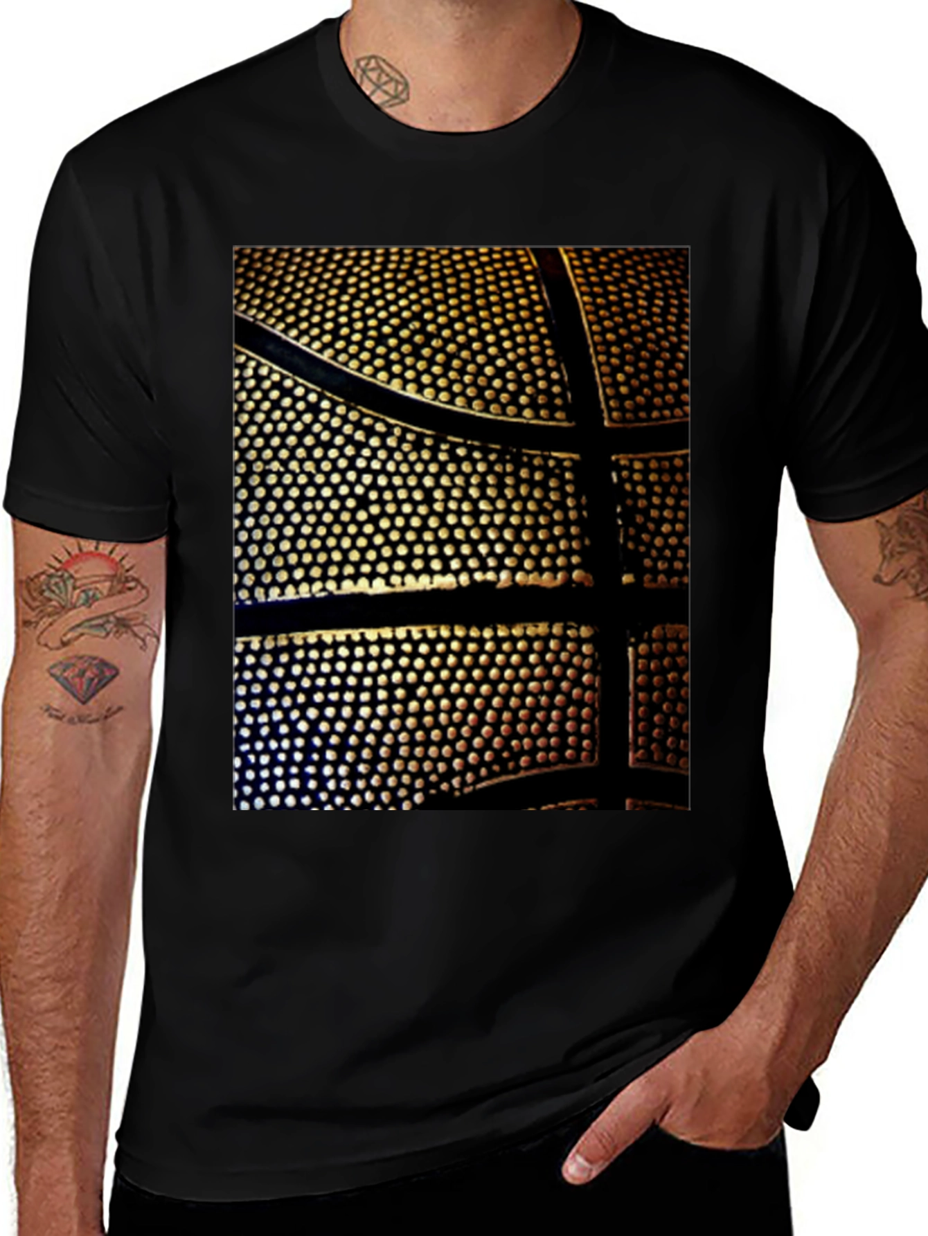 Variant 10 of Basketball Print Black T-Shirt