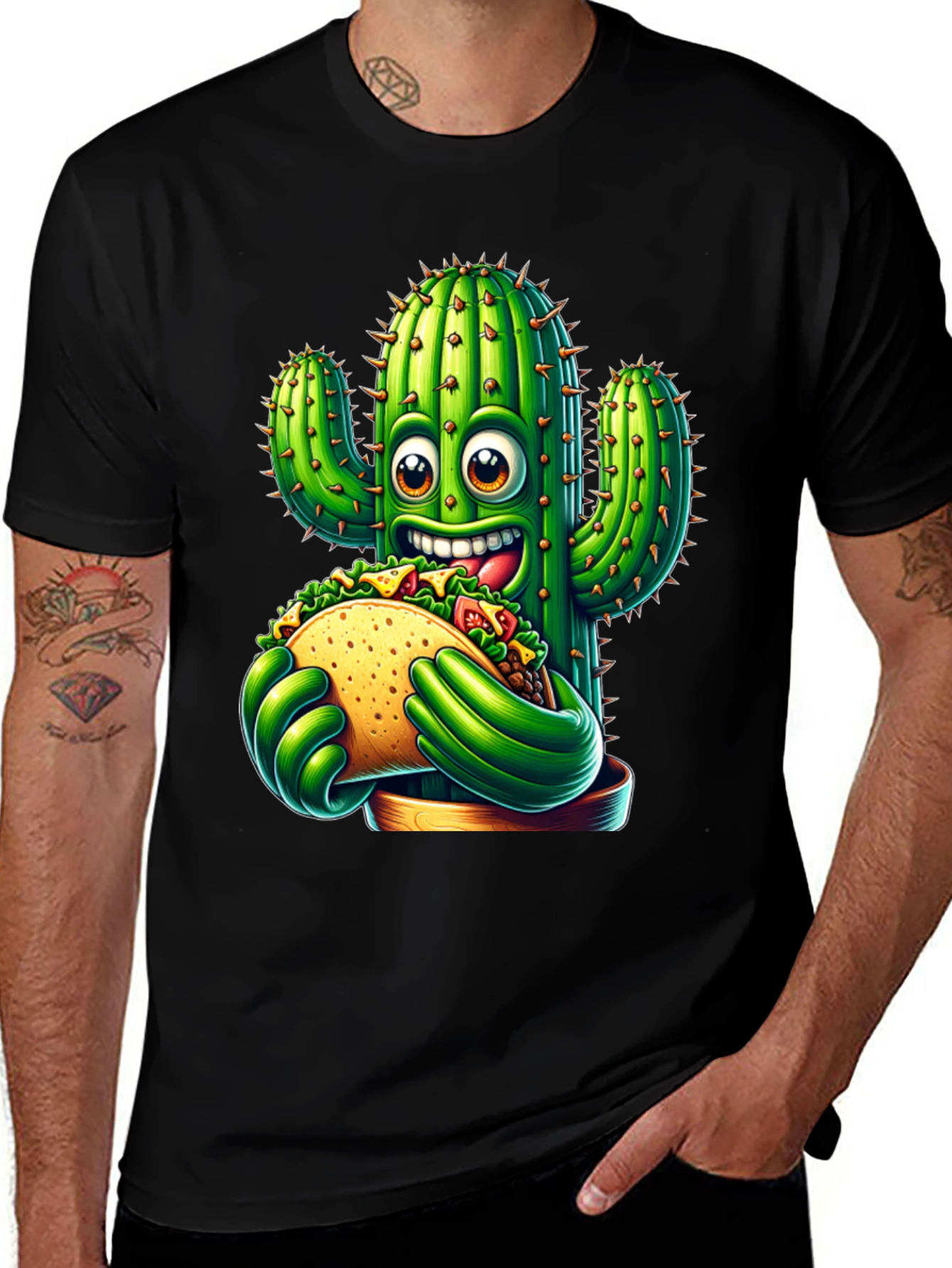 Variant 19 of Cactus Taco Graphic Tee - Novelty Cartoon Shirt
