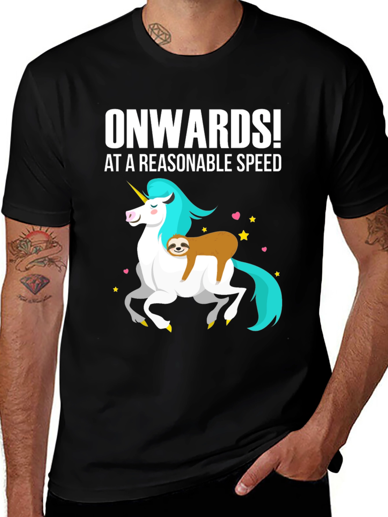 Variant 20 of Onwards! Sloth Riding Unicorn Graphic Tee
