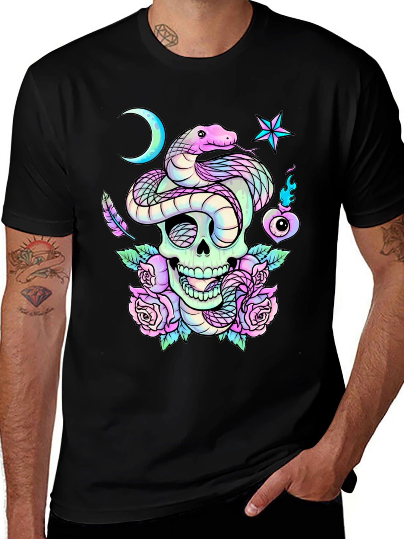 Variant 18 of Skull Snake Rose Graphic Tee