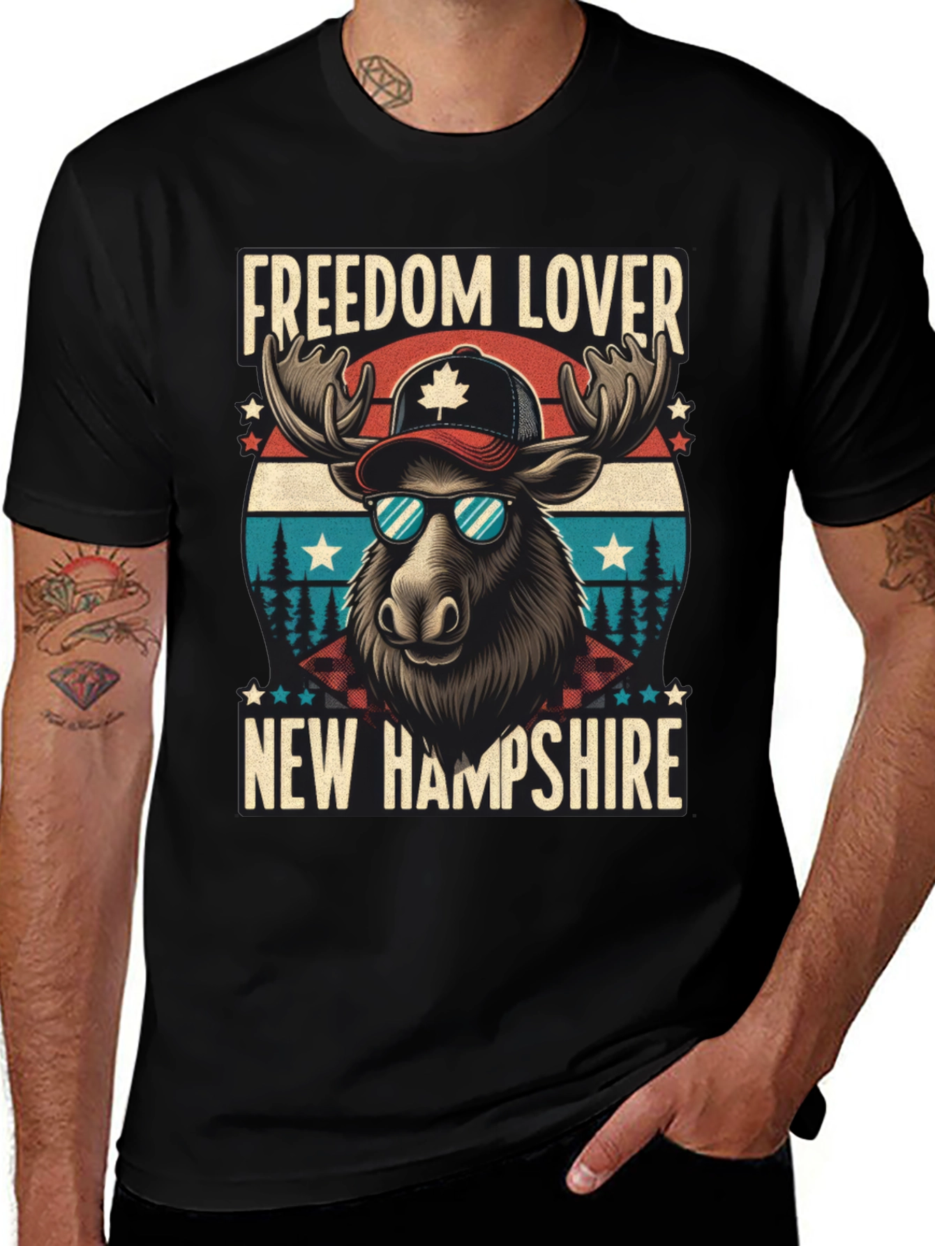 Variant 13 of Freedom Lover New Hampshire Moose T-Shirt