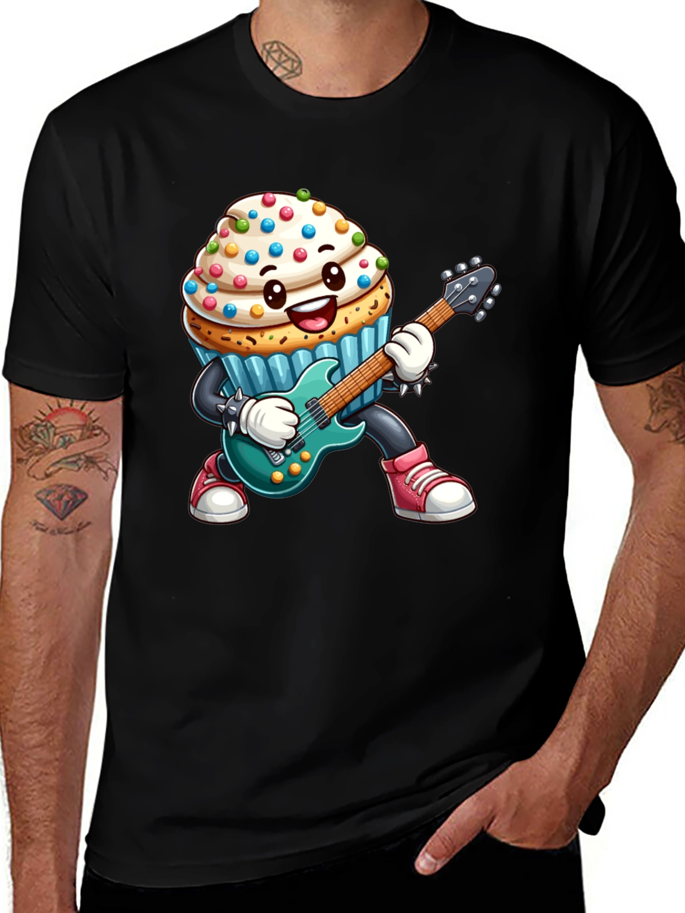 Black Cupcake Rocker Graphic Tee - Black Cotton T-Shirt main image