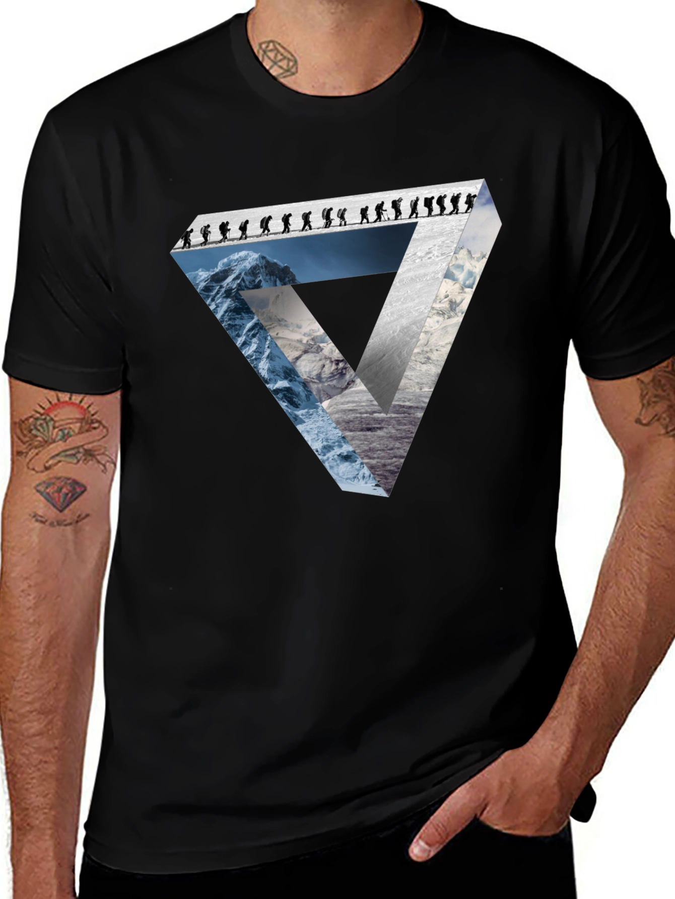 Black Mountain Climber Triangle Graphic Tee main image