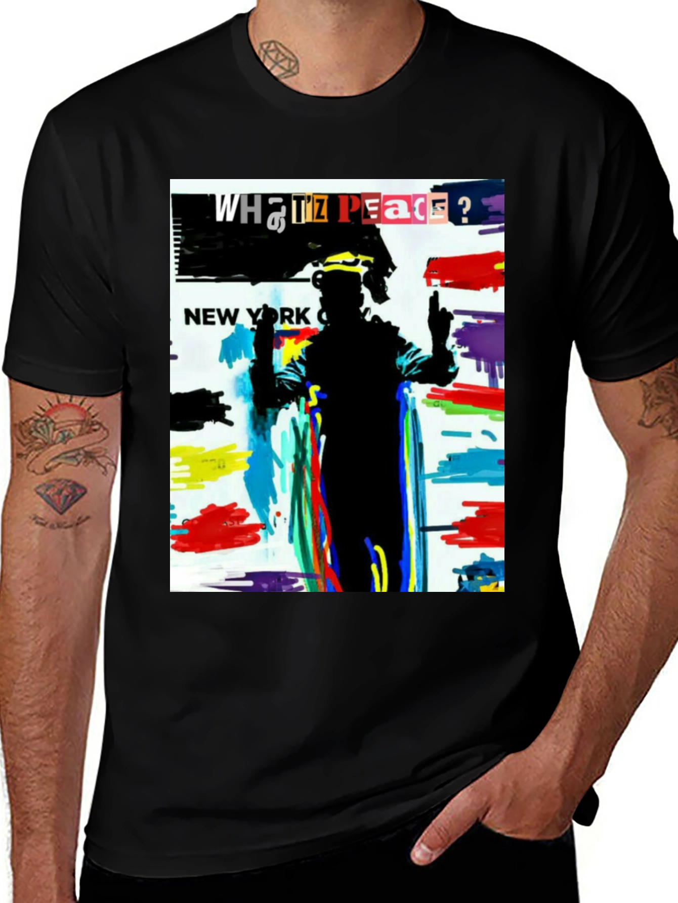 Variant 13 of Abstract Art Graphic Tee - What IZ Peace?