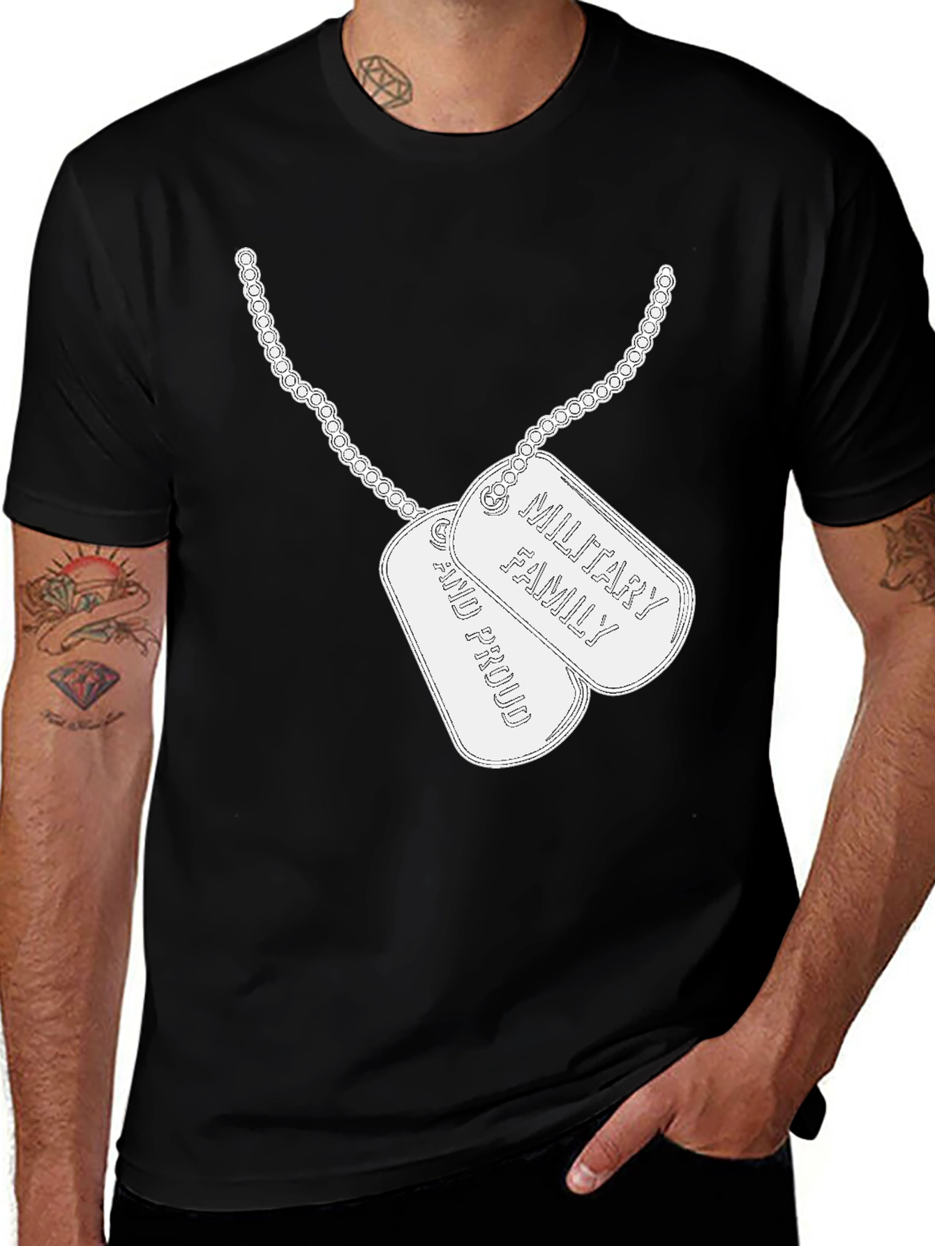 Variant 5 of Military Family Proud Dog Tag Graphic T-Shirt