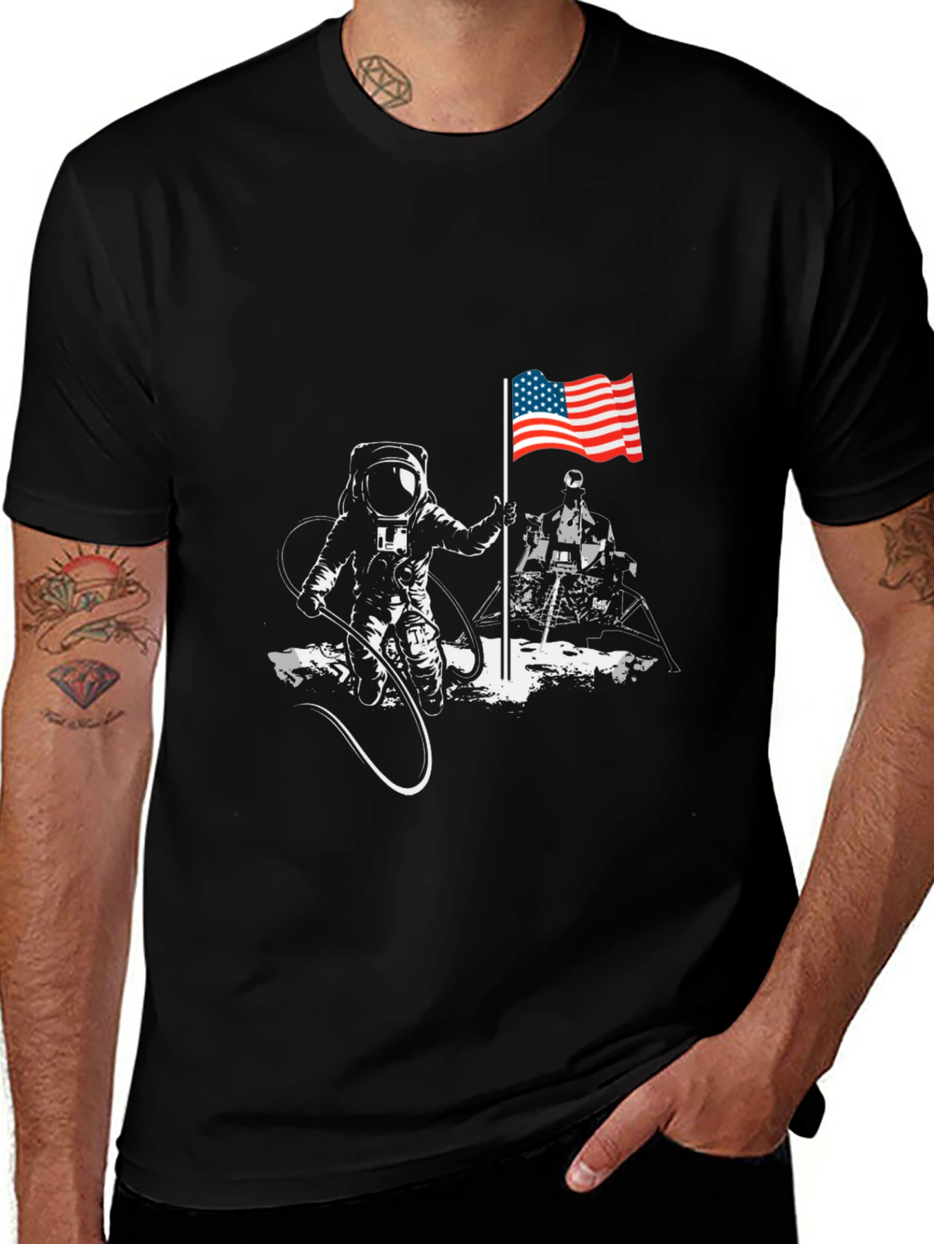 Variant 12 of Astronaut American Flag T-Shirt - Space Exploration Tee