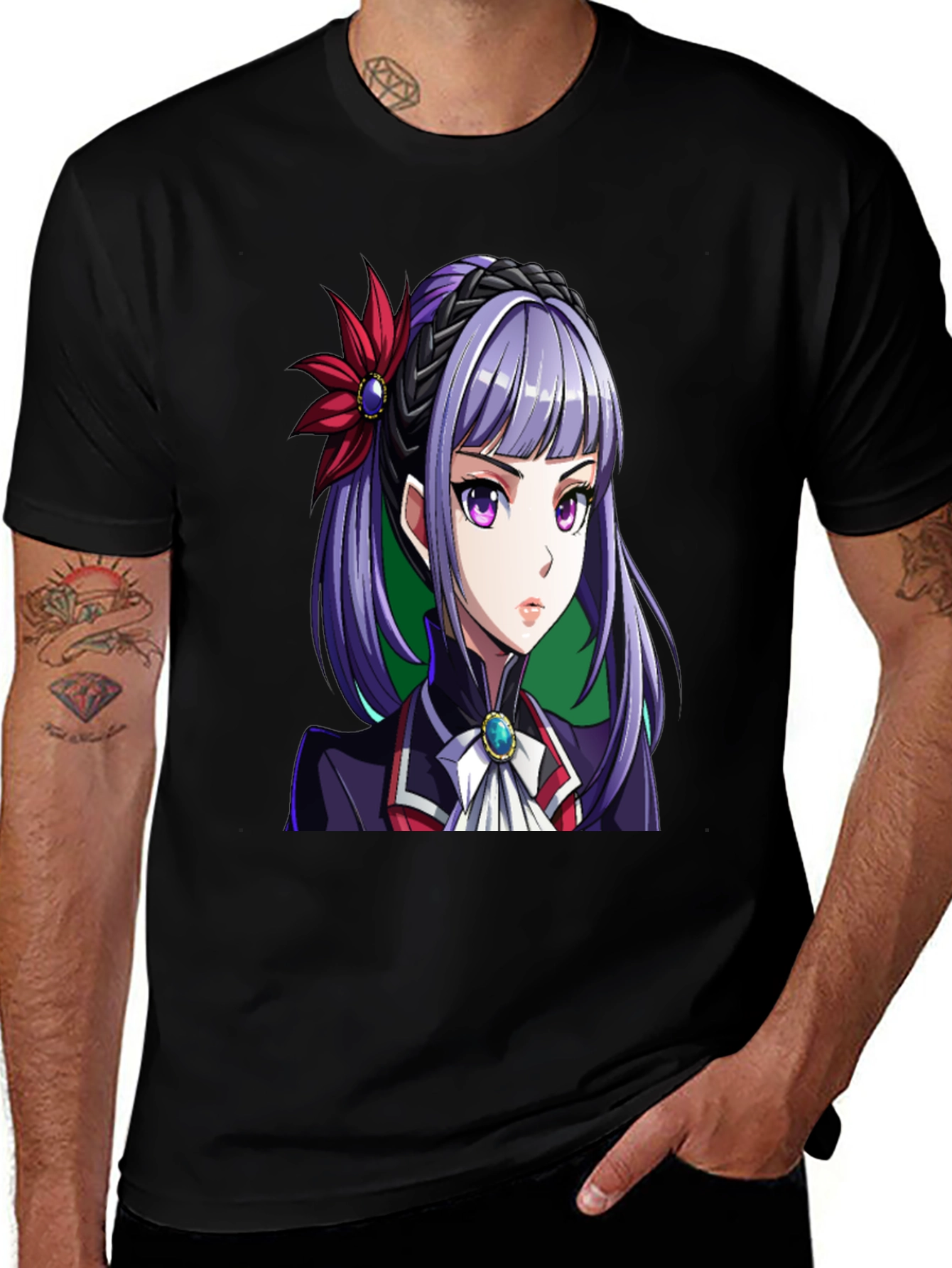 Variant 27 of Anime Girl Black T-Shirt