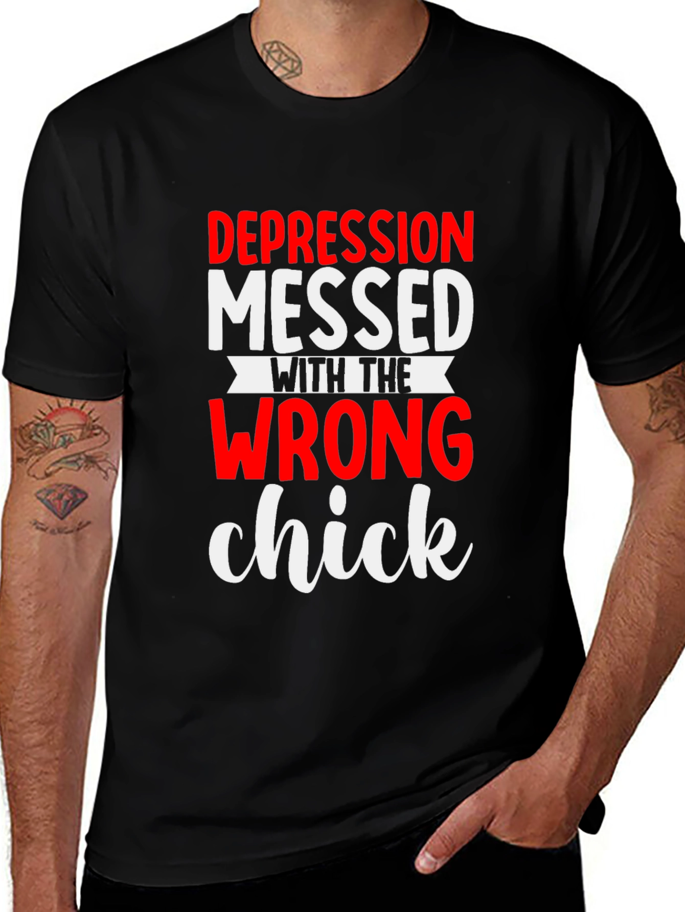 Variant 3 of Depression Messed With the Wrong Chick T-Shirt