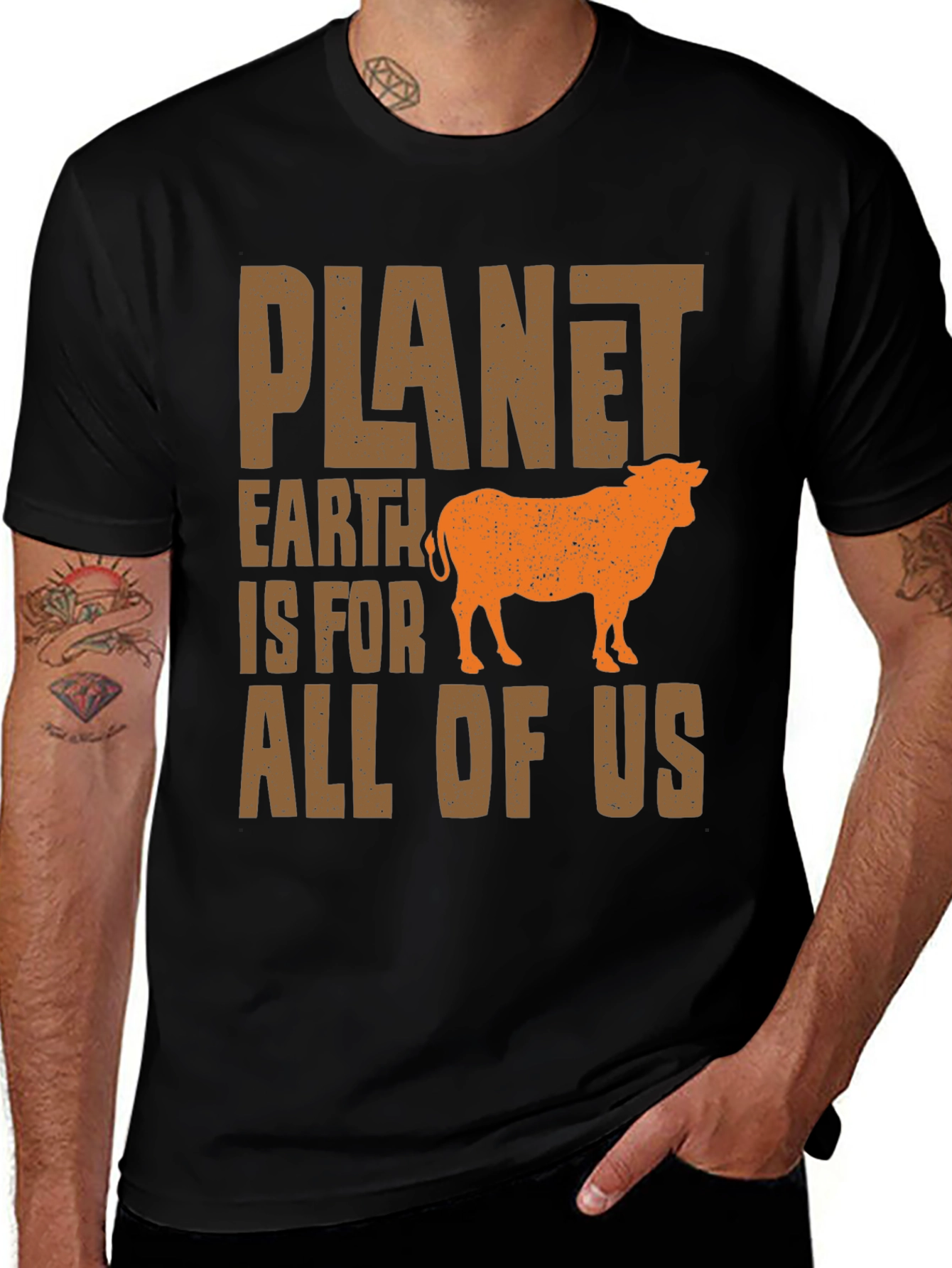 Variant 21 of Planet Earth T-Shirt - Vegan Cow Tee