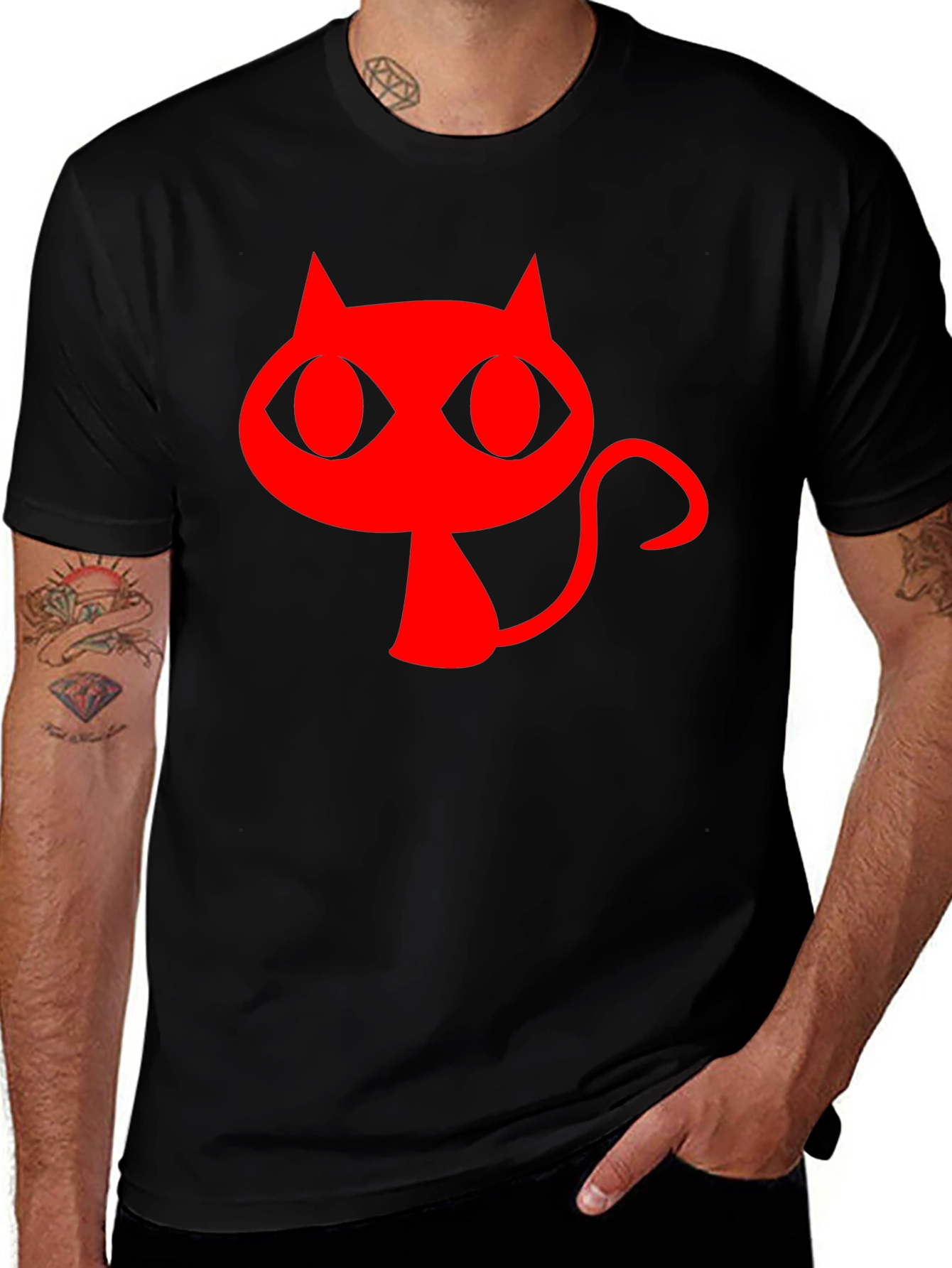 Variant 10 of Red Devil Cat Graphic T-Shirt - Soft Cotton Tee